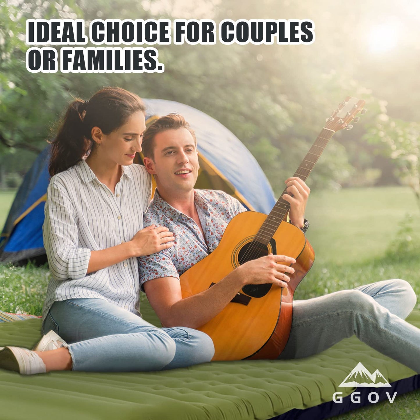 GGOV Isomatte Selbstaufblasend für Camping, 12 cm Höhe Bequeme Selbstaufblasende luftmatratze für Wandern, Ultraleicht Wasserdicht Luftmatratze Outdoor, mit Fußpresse Pumpe, Tragbar Kleines Packmass