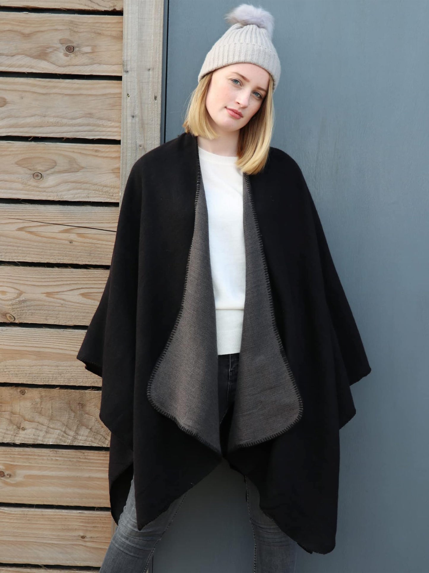 DiaryLook Damen Poncho Schal Winter Cardigan Übergroße Cape Elegant Poncho Für Frauen Umhang Damen Warm Geschenk Für Mutter