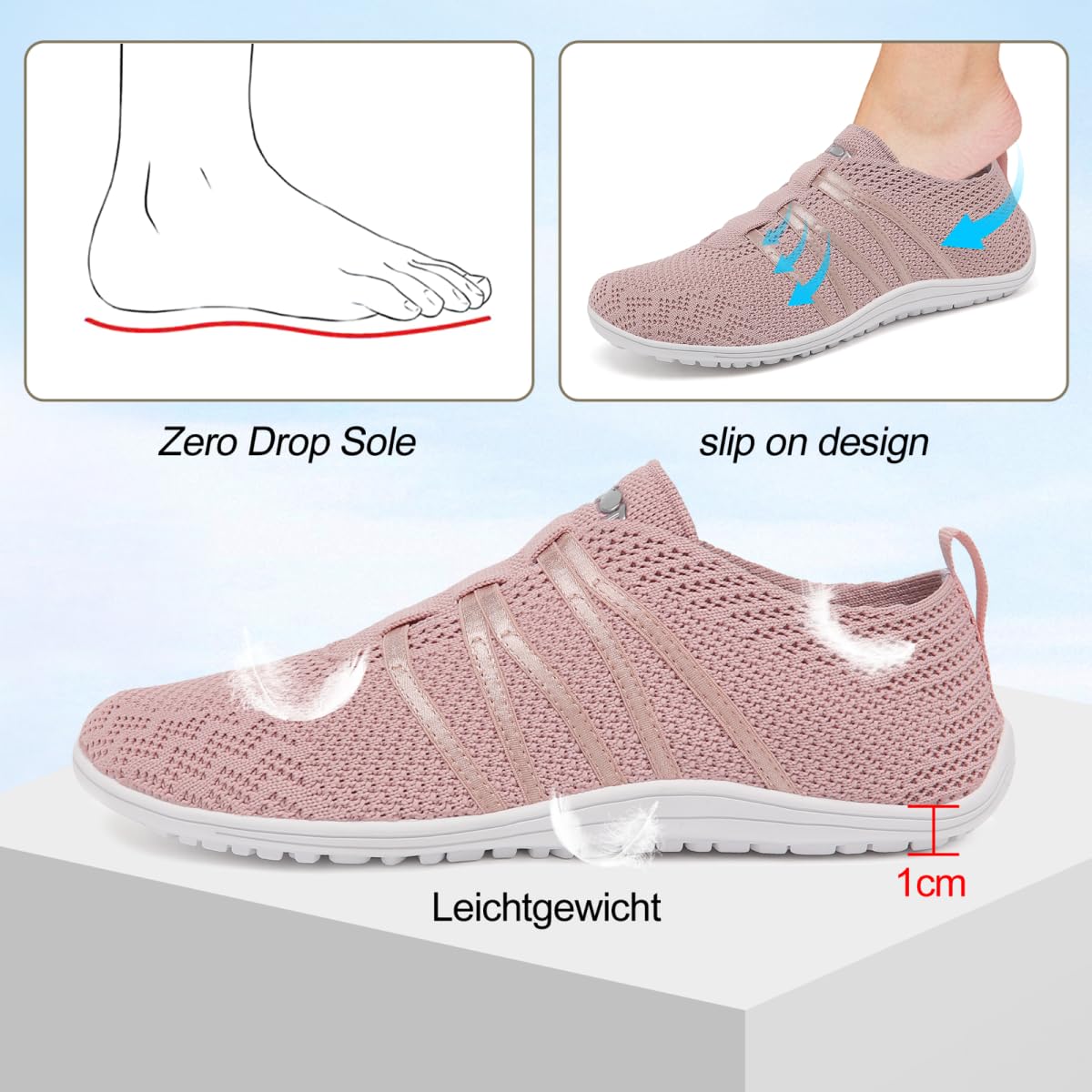 Merdoo Barfußschuhe Damen Herren Bequeme Barfuss Schuhe Damen Slip On Sneakers Weich Sportschuhe Leicht Turnschuhe rutschfest Hausschuhe Atmungsaktiv Barfussschuhe Sommerschuhe Unisex 37-45EU