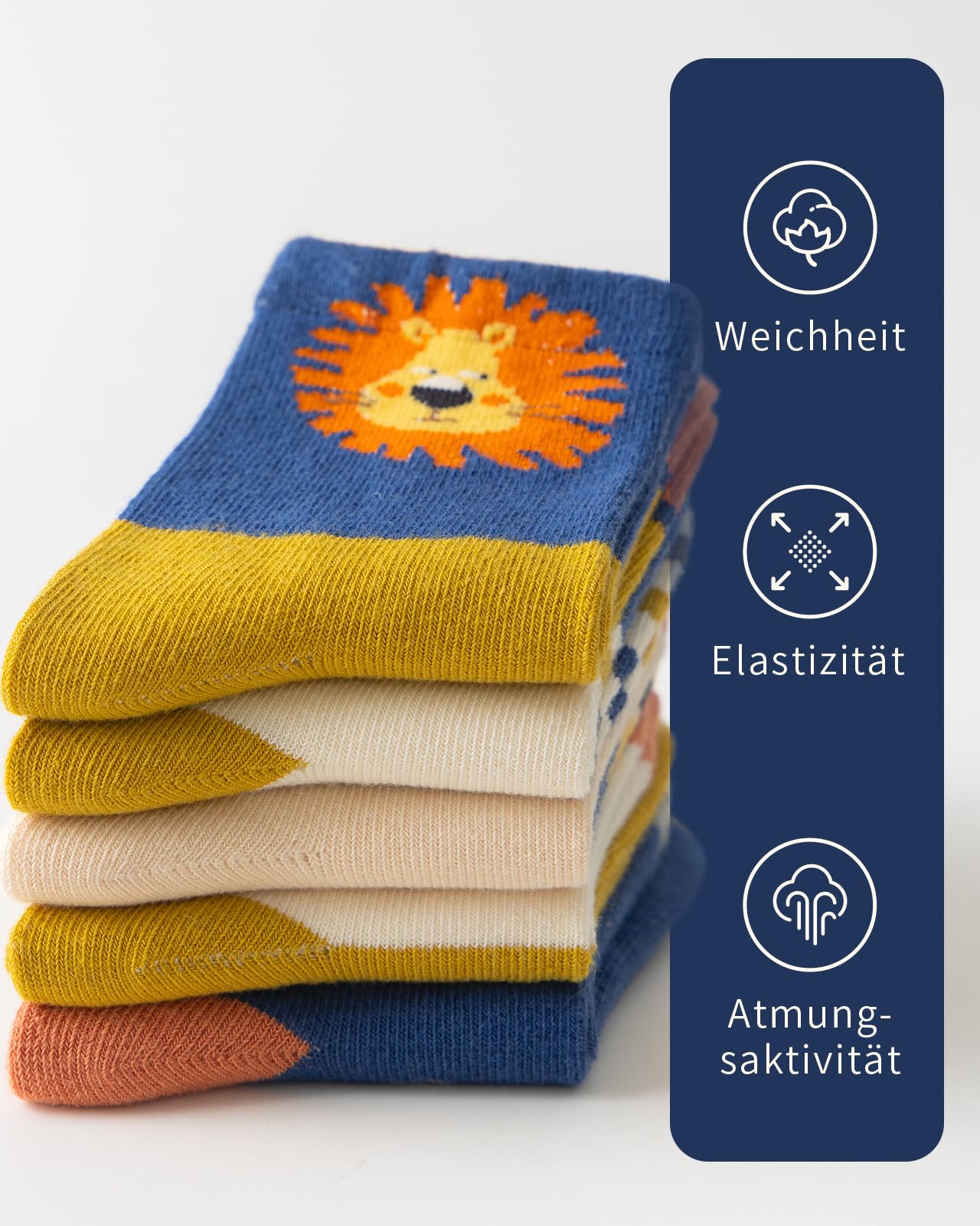 Kyopp 5 Paar Stoppersocken Kinder Baumwolle Socken Jungen Mädchen ABS Anti Rutsch Socken Tiermotive 25-37EU