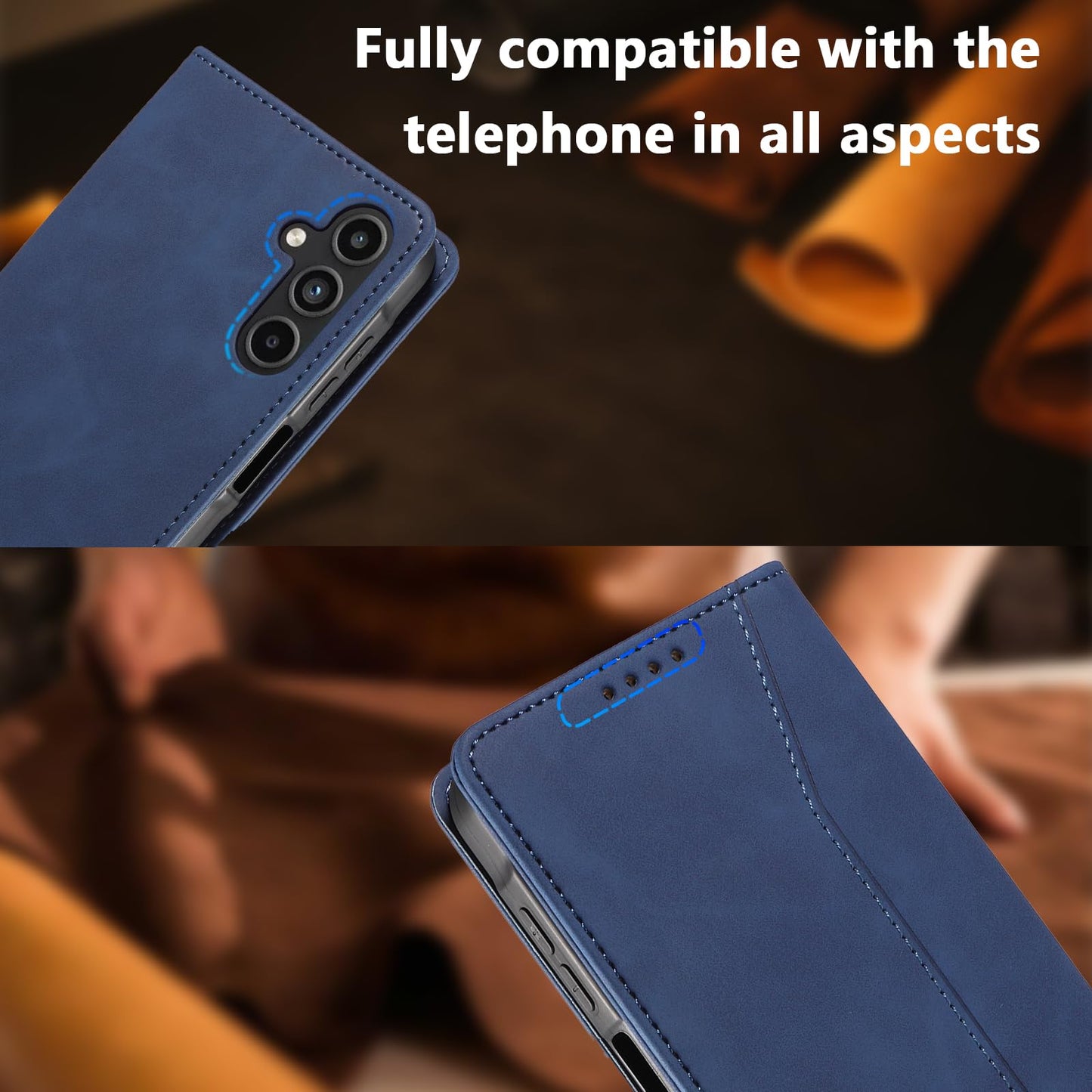 S. Dawezo Hülle für Samsung Galaxy S22 Plus, Premium Leder magnetische Handyhülle mit Ständer, Kartenfach und Brieftasche, Shock Absorbing, kompatibel mit Samsung S22 Plus-Kaffee