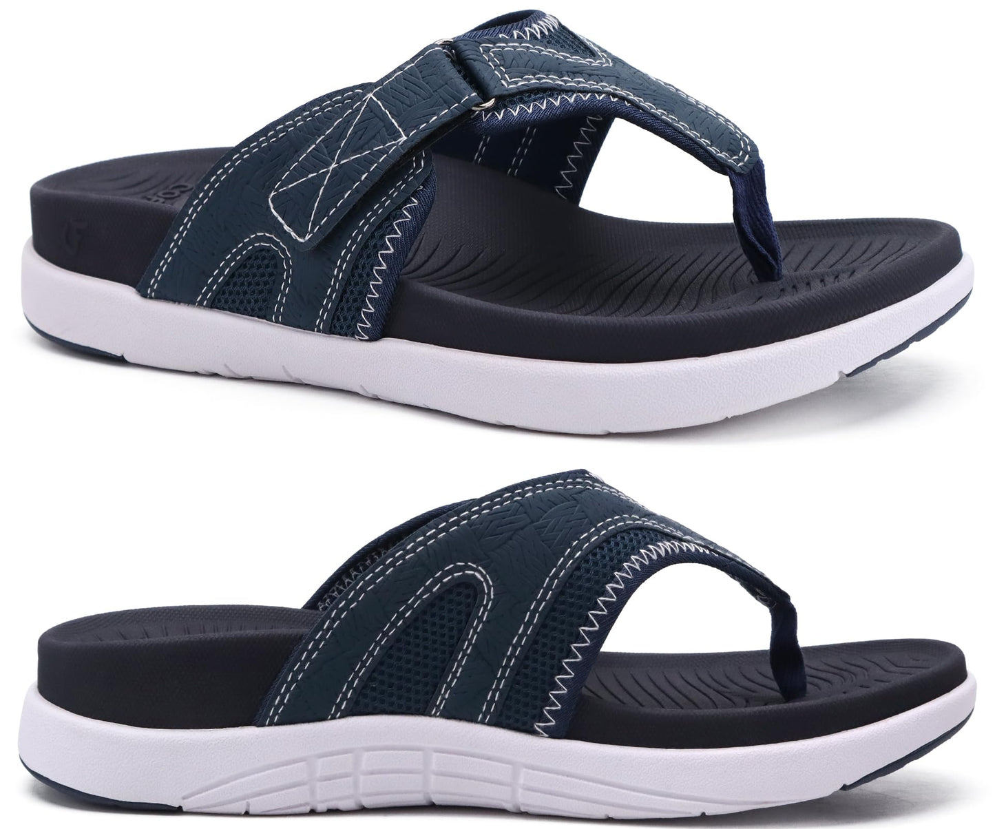 COFACE Sandalen Herren Zehentrenner Weiche Bequeme Flip Flops Arch Support Orthopädische Sommer Leder Sandalen für Herren Badelatschen Outdoor