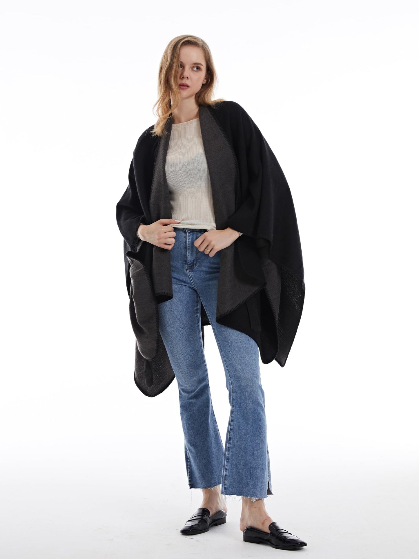 DiaryLook Damen Poncho Schal Winter Cardigan Übergroße Cape Elegant Poncho Für Frauen Umhang Damen Warm Geschenk Für Mutter