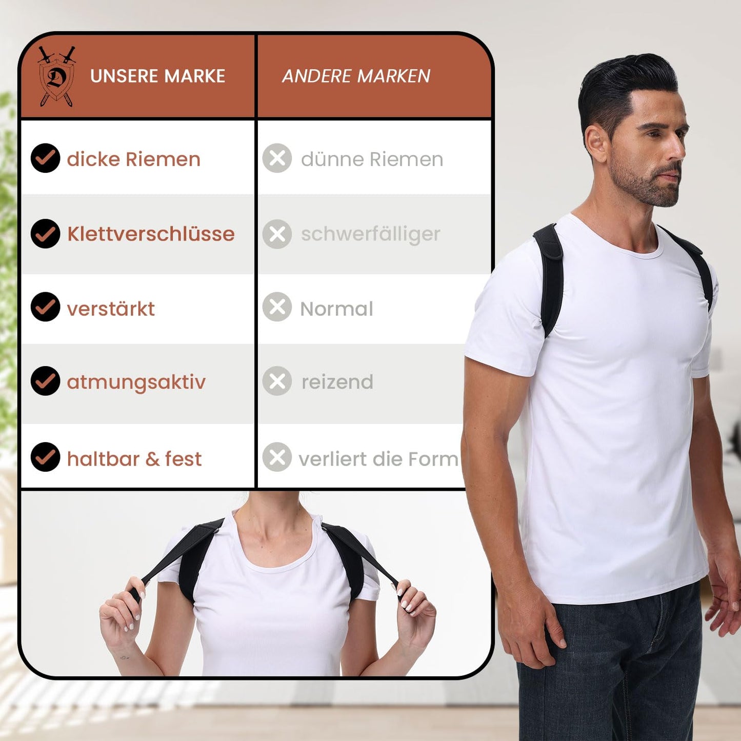 DONNER KRAFT Haltungskorrektur Herren Damen Innovativer Rückenstützgürtel: Back Posture Haltung Korrektur Gurt für Herren und Damen - Verstellbare und Atmungsaktive Haltungstrainer + Ebook (S-L)