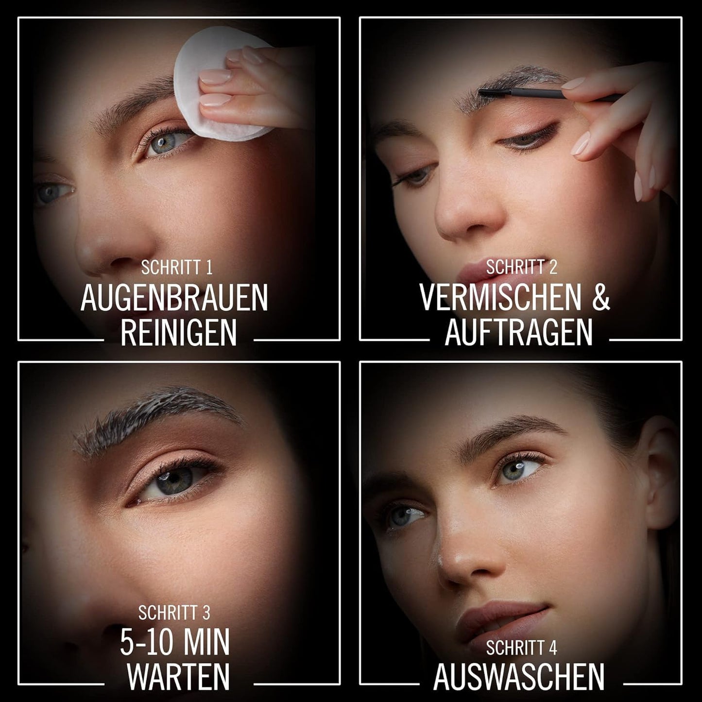 Syoss Augenbrauen Kit Augenbrauenfarbe 4-1 Dunkelbraun Stufe 3 (17 ml), Augenbrauen färben für einen natürlichen Look und ein langanhaltendes Ergebnis