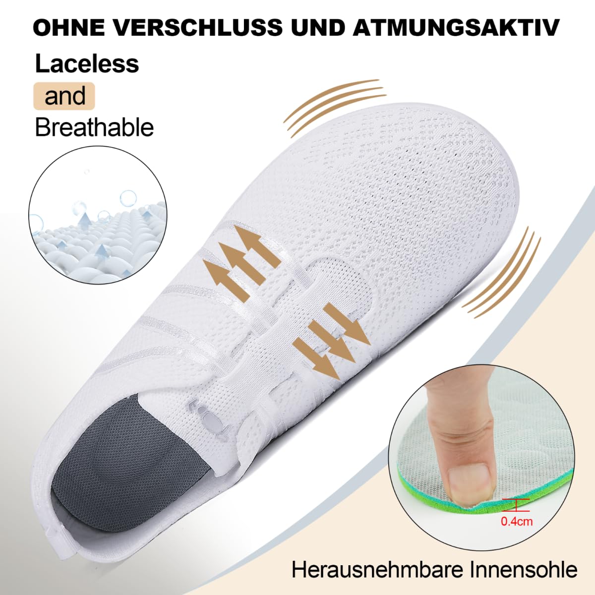 Merdoo Barfußschuhe Damen Herren Bequeme Barfuss Schuhe Damen Slip On Sneakers Weich Sportschuhe Leicht Turnschuhe rutschfest Hausschuhe Atmungsaktiv Barfussschuhe Sommerschuhe Unisex 37-45EU