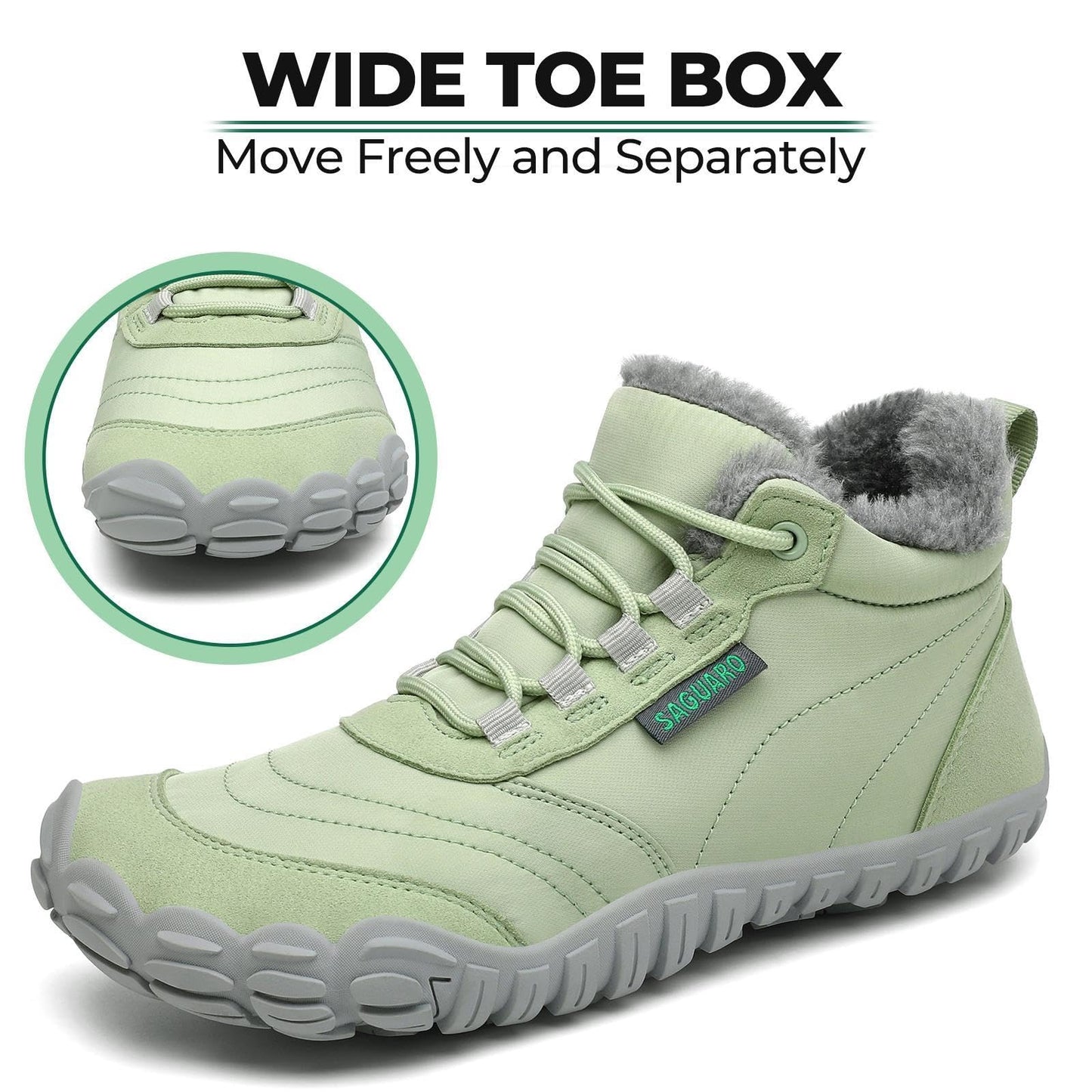 SAGUARO Winter Barfußschuhe Warm Gefüttert Winterschuhe für Damen Herren,EU Gr.36-48