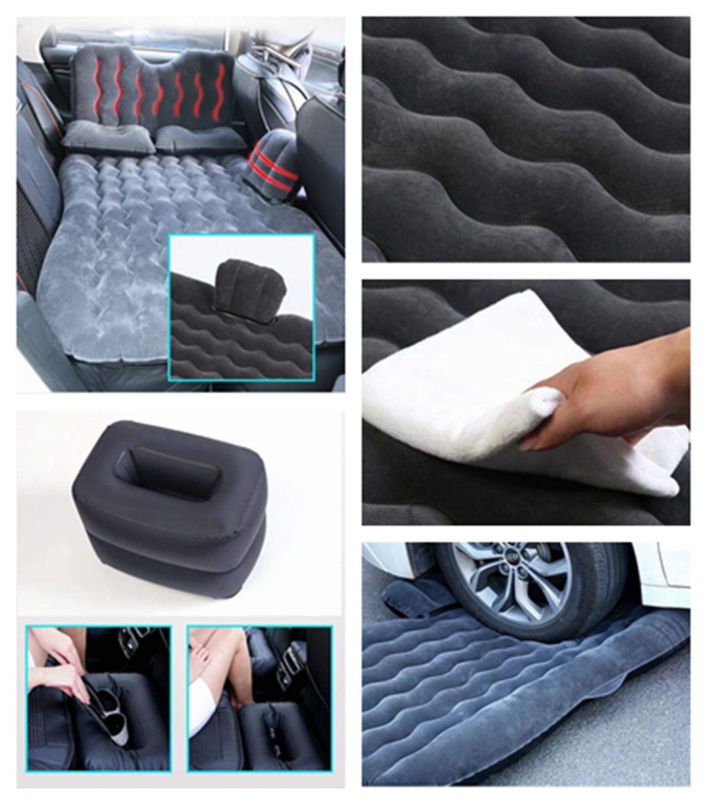 Icelus Auto Matratze SUV Luftmatratze with Luftpumpe 195 * 130 * 15 cm Aufblasbare Camping Kombi Luftbett für Auto Rücksitz Dickere Kofferraum Matratze Bett für Camping Outdoor Traveling