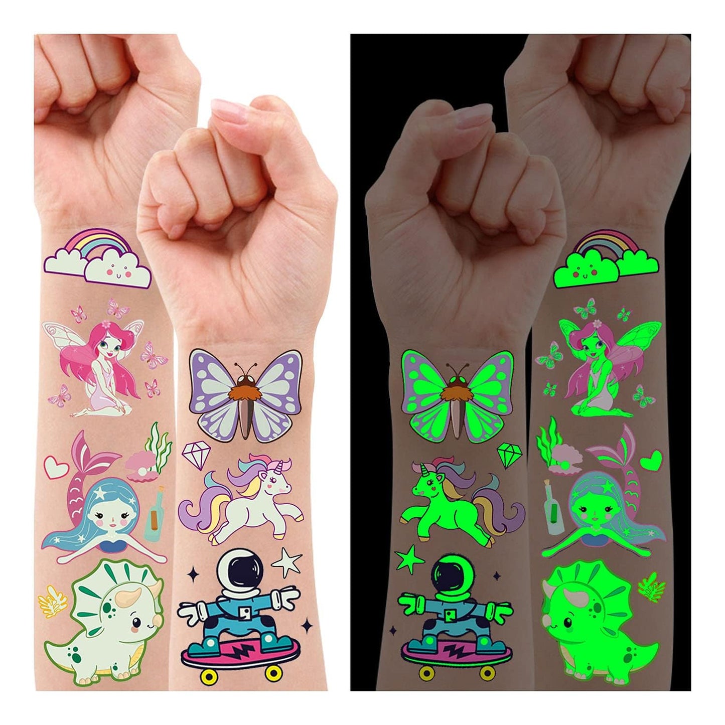 Leesgel Tattoo Children Boys Girls Pack of 140 Bright Mixed Stickers Children's Tattoo Stickers Party Bags Children's Birthday Party Favours Birthday Decoration Gifts Party Decoration