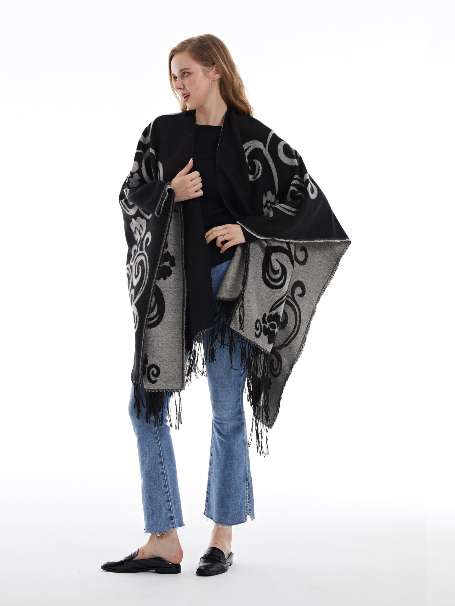 DiaryLook Damen Poncho Schal Winter Cardigan Übergroße Cape Elegant Poncho Für Frauen Umhang Damen Warm Geschenk Für Mutter