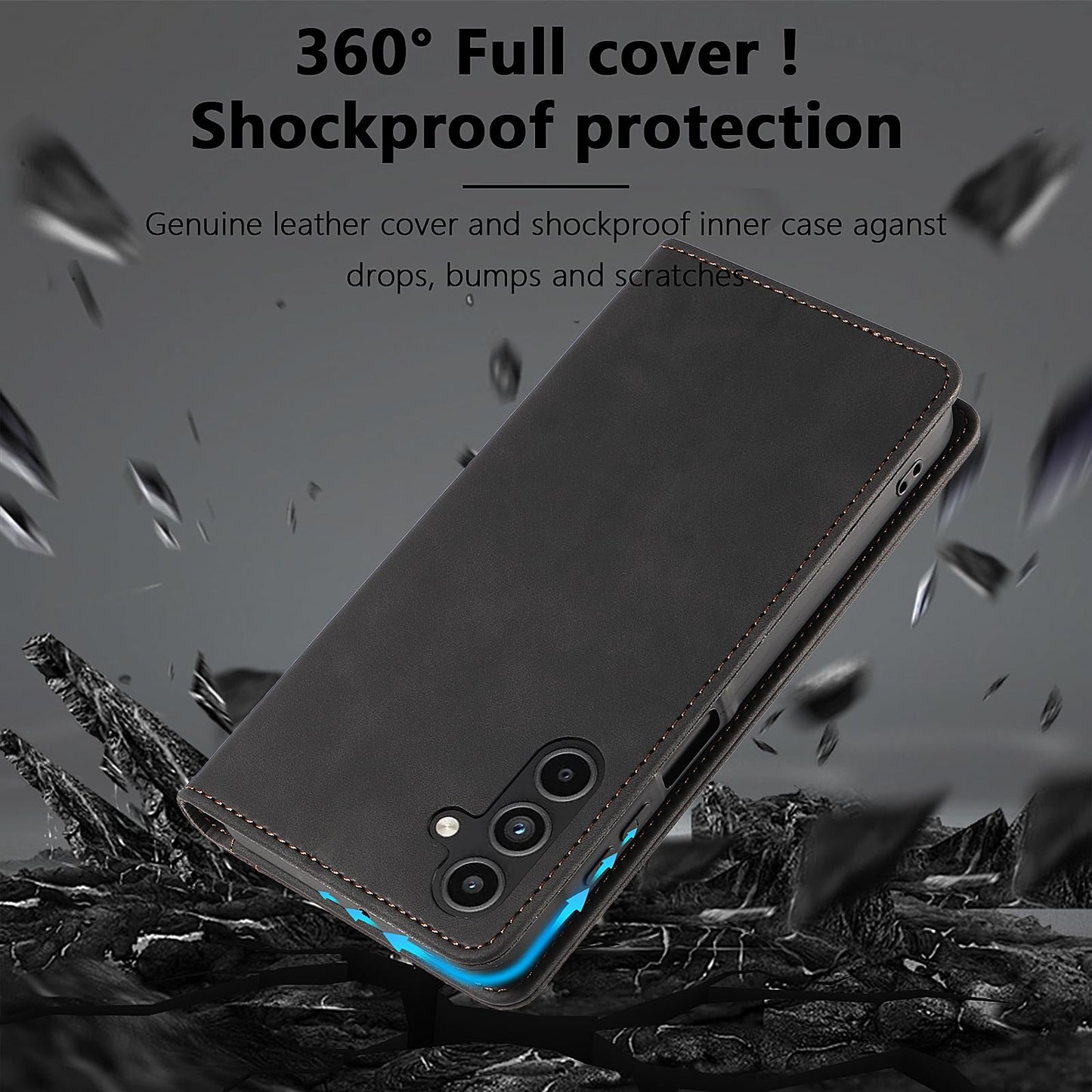 S. Dawezo Hülle für Samsung Galaxy S22 Plus, Premium Leder magnetische Handyhülle mit Ständer, Kartenfach und Brieftasche, Shock Absorbing, kompatibel mit Samsung S22 Plus-Kaffee