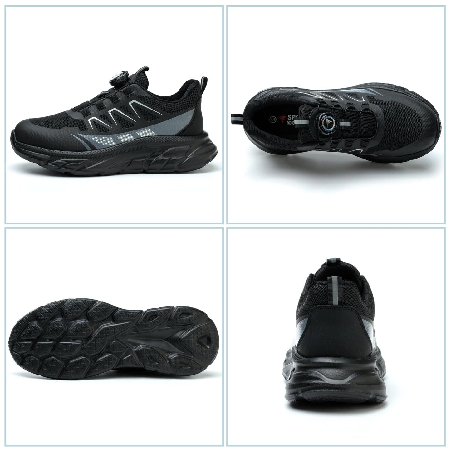 BAXIWUY Sicherheitsschuhe Herren Arbeitsschuhe Damen Sportliche Leicht Atmungsaktiv Schnürsenkel Schnellverschluss Drehverschluss Stahlkappenschuhe