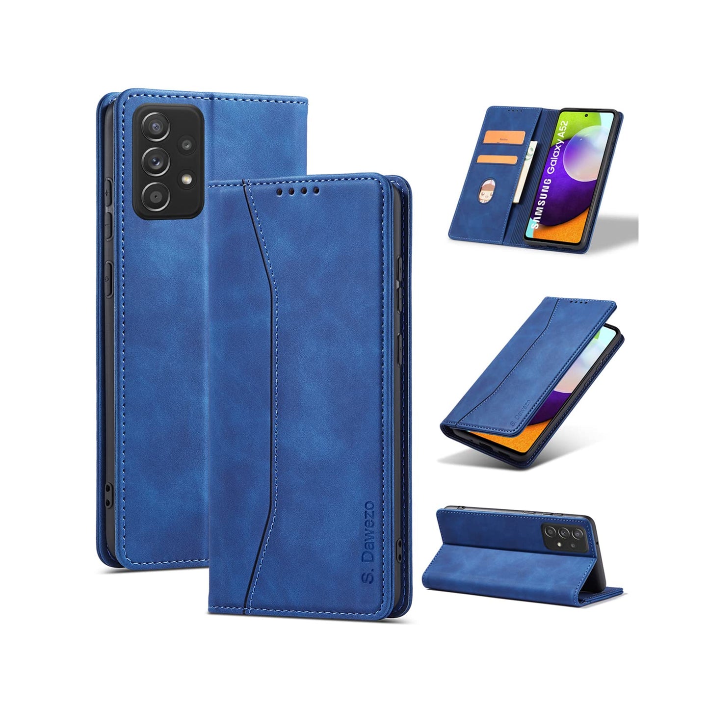 S. Dawezo Hülle für Samsung Galaxy S22 Plus, Premium Leder magnetische Handyhülle mit Ständer, Kartenfach und Brieftasche, Shock Absorbing, kompatibel mit Samsung S22 Plus-Kaffee