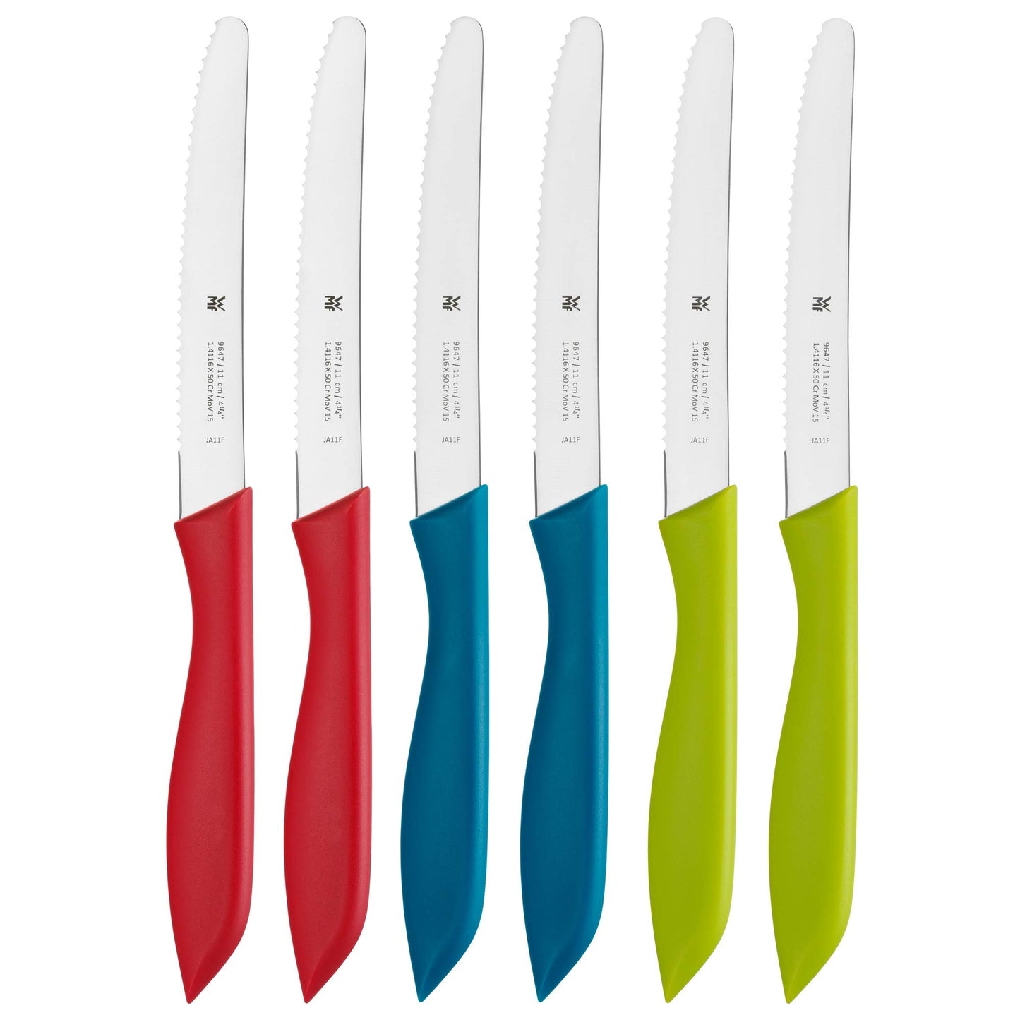 WMF Classic Line Frühstücksmesser Set 6-teilig, 23 cm, Brötchenmesser Wellenschliff, Brotzeitmesser, Spezialklingenstahl, Kunststoffgriff, schwarz