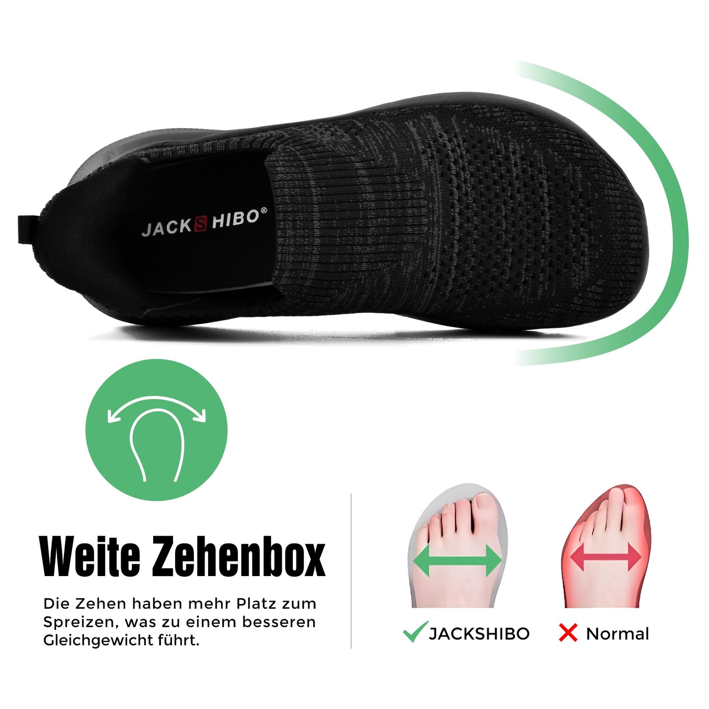 JACKSHIBO Hände frei Slip in Damen Schuhe Slip on Sneakers Fußbogenstütze Orthopädische Schuhe Memory Foam Walkingschuhe Mit Weite Zehenbox Nullabsatz Sohlen