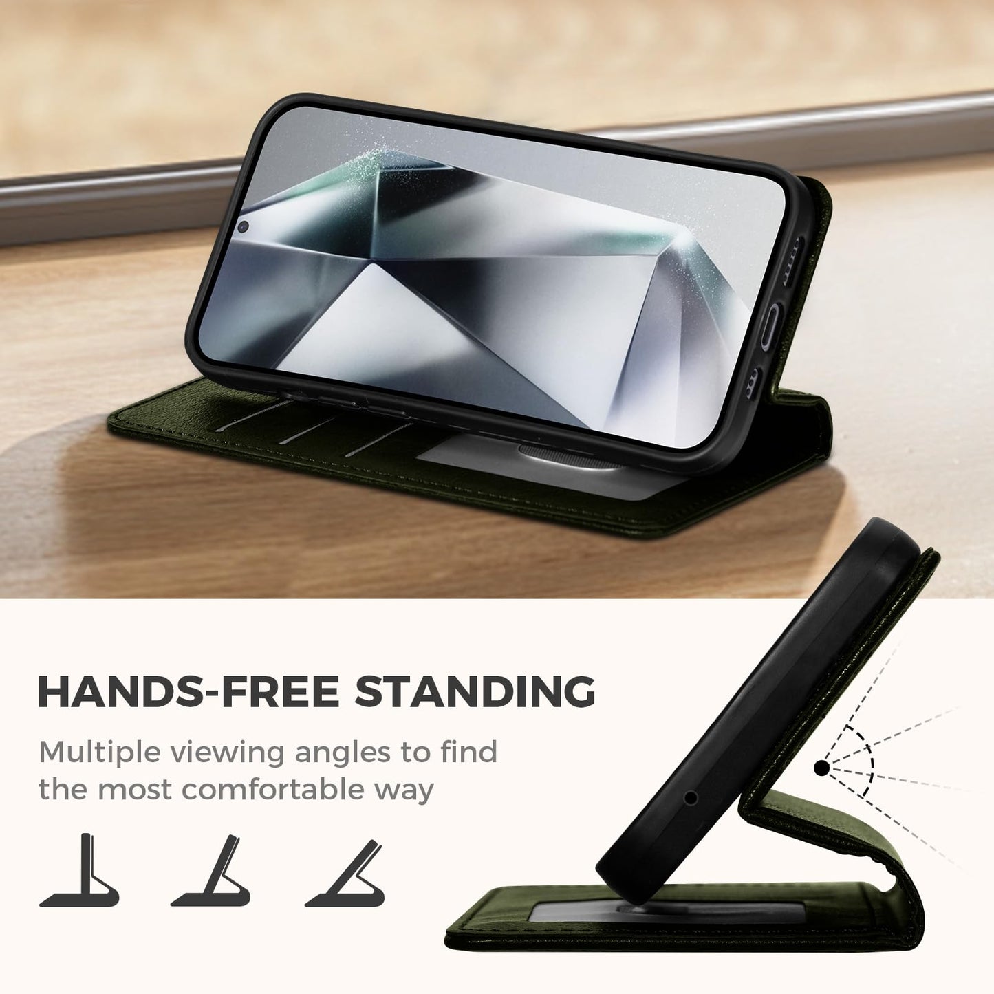 GUCASBE Handyhülle für Samsung Galaxy S24 Ultra Hülle, Premium Lederhülle Klappbar Flip Case RFID Schutzhülle Kartenfach Standfunktion Klapphülle Handytasche für Samsung Galaxy S24 Ultra - Schwarz