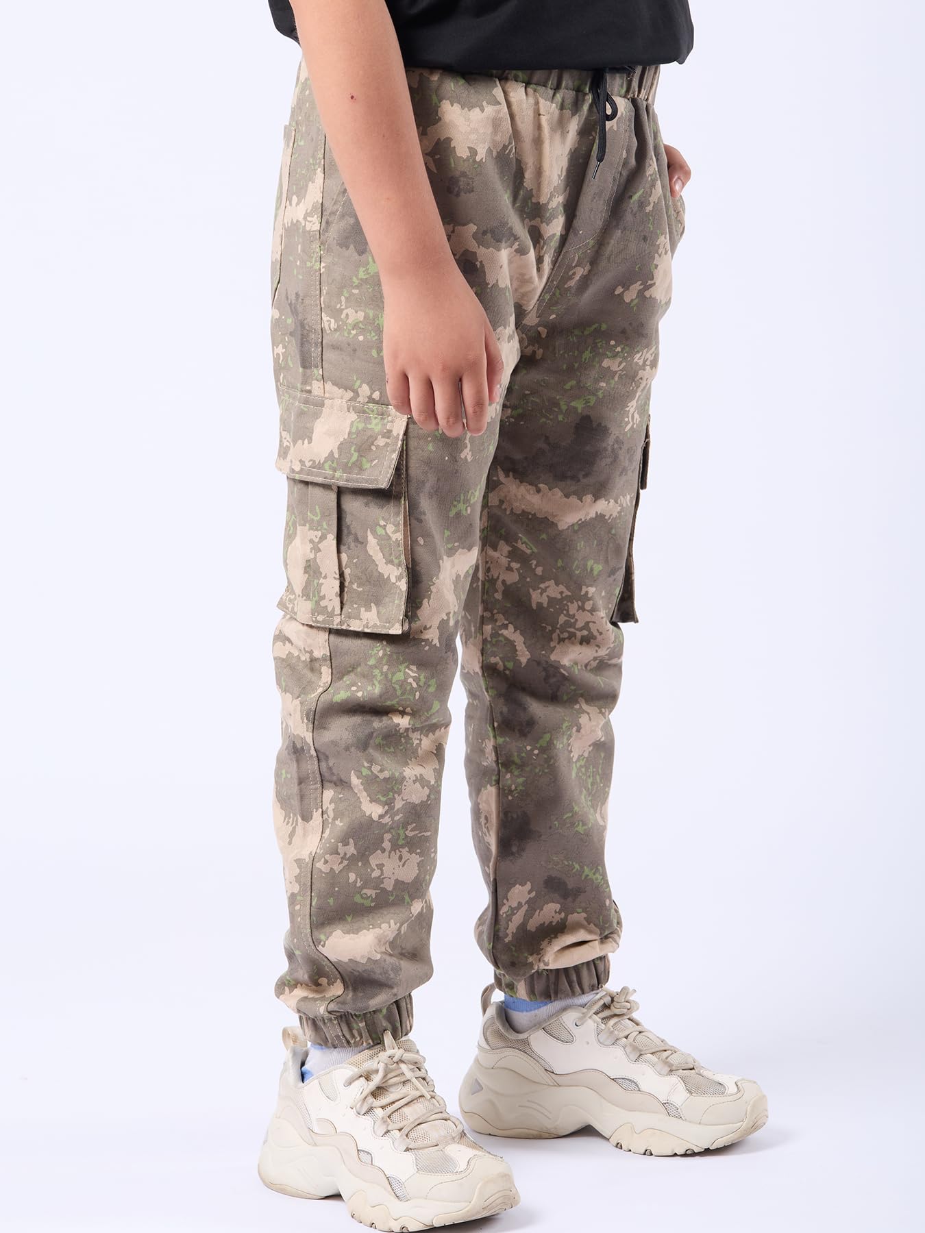 NATUST Jungen Cargohose Kinder Freizeithose mit Elastischem Bund