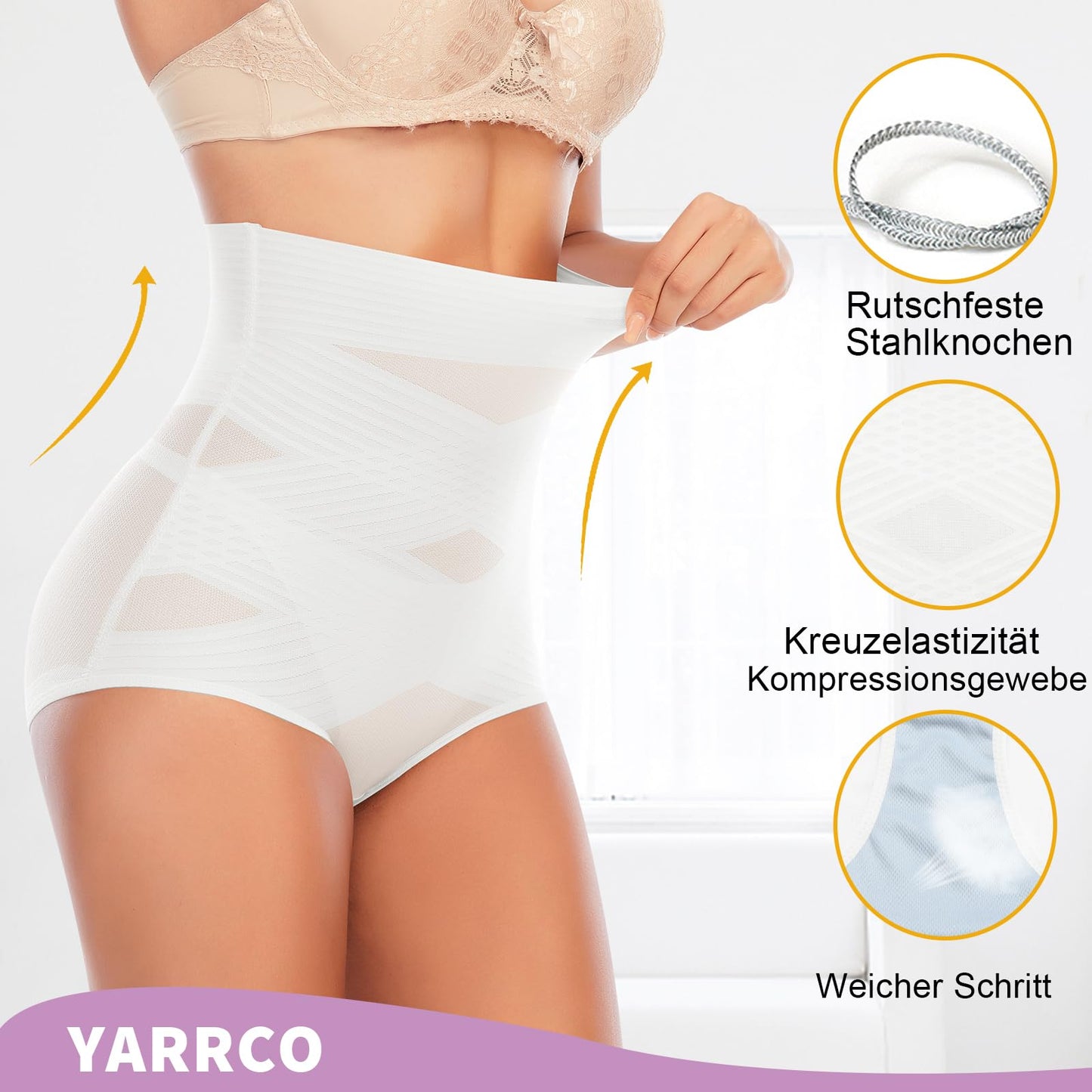 YARRCO Bauchweg Unterhose Damen Miederslips Shapewear Miederhose Hohe Taille Body Shaper Unterwäsche