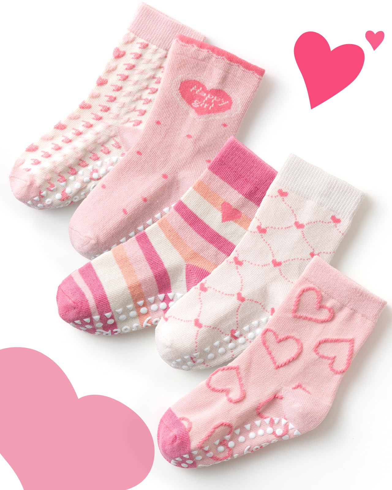 Kyopp 5 Paar Stoppersocken Kinder Baumwolle Socken Jungen Mädchen ABS Anti Rutsch Socken Tiermotive 25-37EU