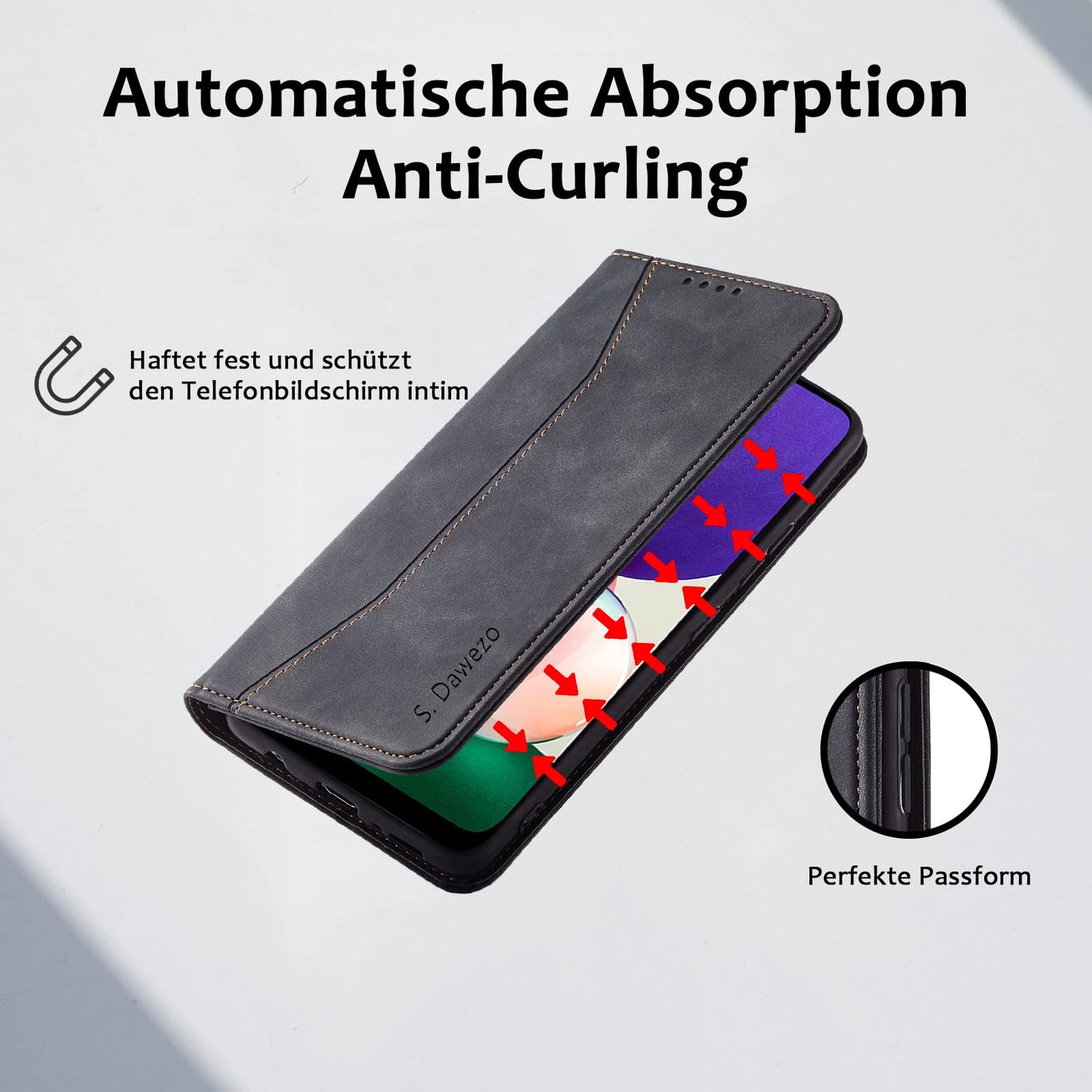 S. Dawezo Hülle für Samsung Galaxy S22 Plus, Premium Leder magnetische Handyhülle mit Ständer, Kartenfach und Brieftasche, Shock Absorbing, kompatibel mit Samsung S22 Plus-Kaffee