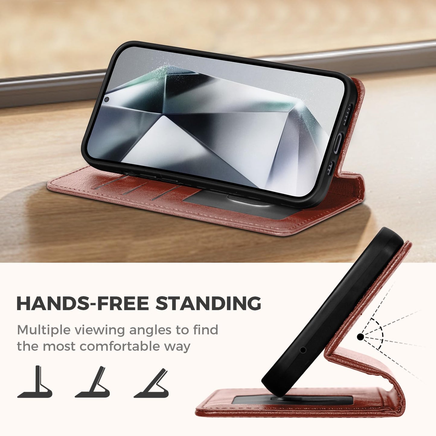 GUCASBE Handyhülle für Samsung Galaxy S24 Ultra Hülle, Premium Lederhülle Klappbar Flip Case RFID Schutzhülle Kartenfach Standfunktion Klapphülle Handytasche für Samsung Galaxy S24 Ultra - Schwarz