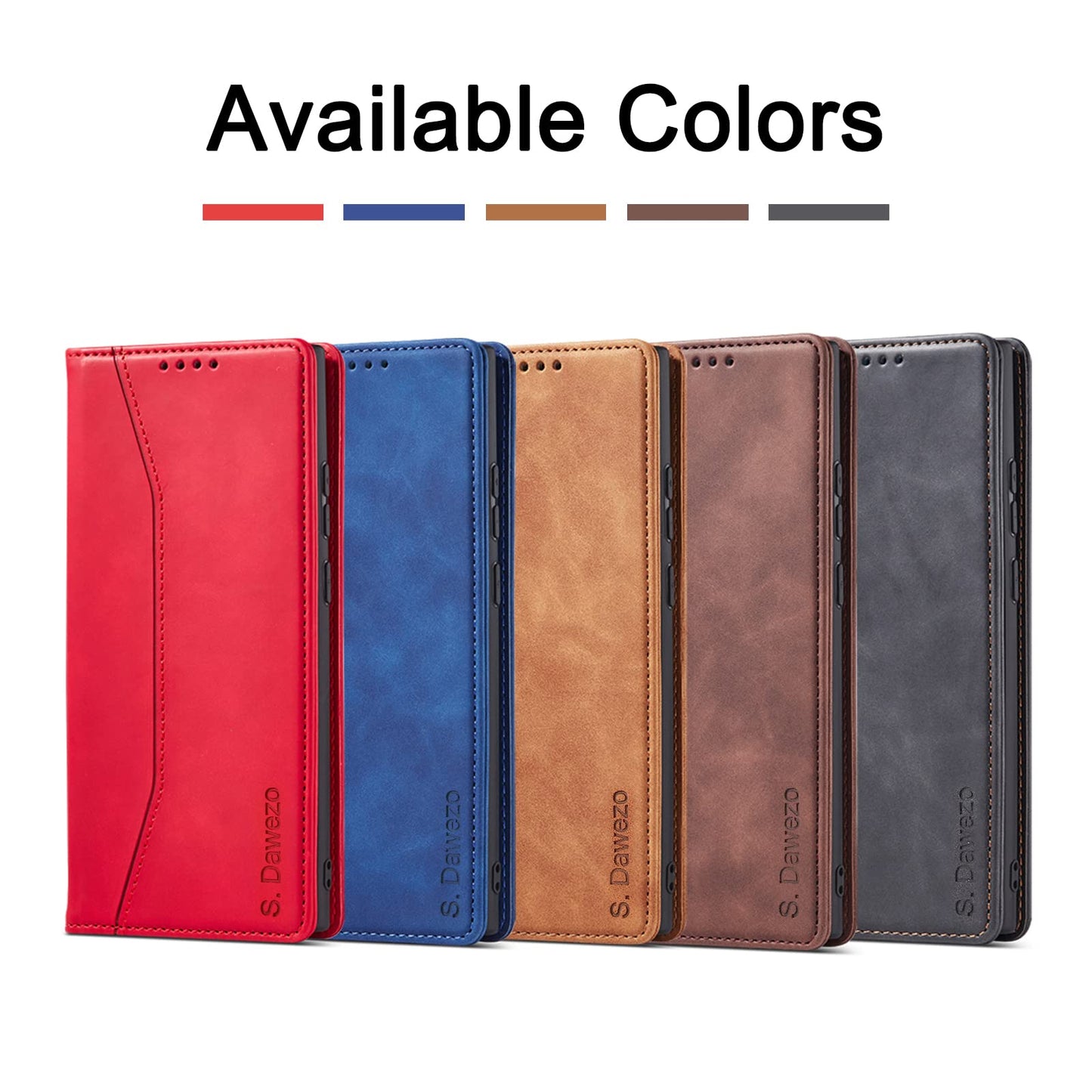 S. Dawezo Hülle für Samsung Galaxy S22 Plus, Premium Leder magnetische Handyhülle mit Ständer, Kartenfach und Brieftasche, Shock Absorbing, kompatibel mit Samsung S22 Plus-Kaffee