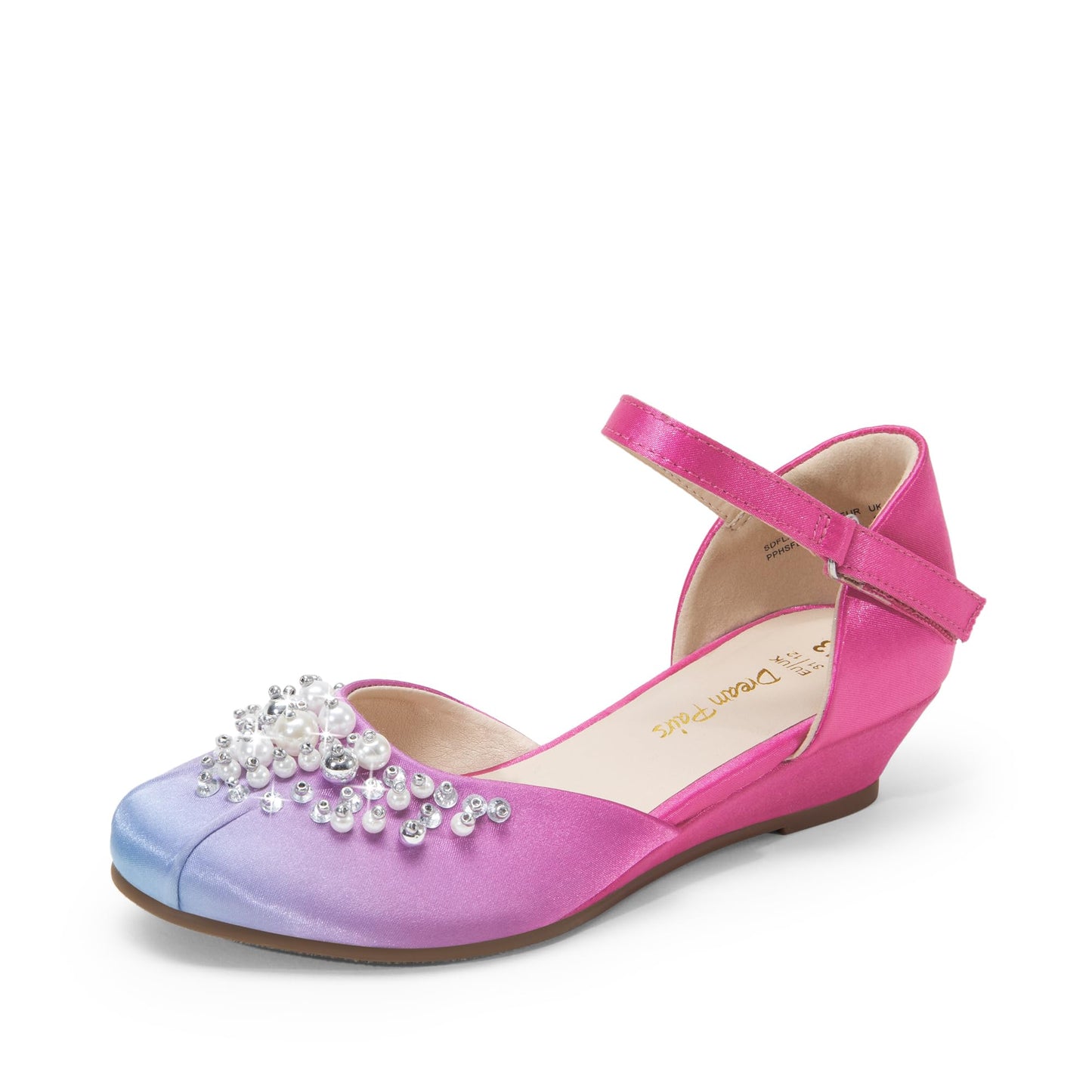 DREAM PAIRS Mädchen Prinzessin Schuhe Schulschuhe Flache Schuhe Kleiderschuhe Absätze niedrige Keilpumps mit Perlen und Strasssteinen