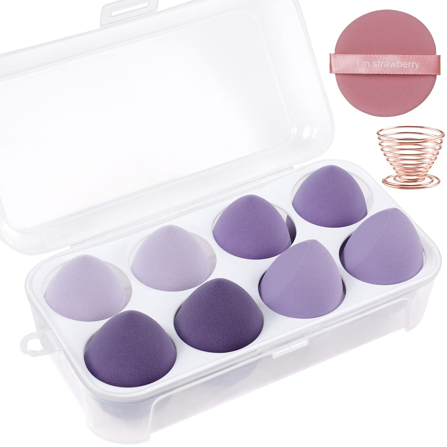 AUAUY 4 PCS Make up Schwamm Set, Foundation Blending Beauty Sponge, Beauty Makeup Schwämme Blender für Flüssigkeit Foundation Puder Sonnenschutz und Creme mit 1 Schwammhalter, 1 Puderquaste