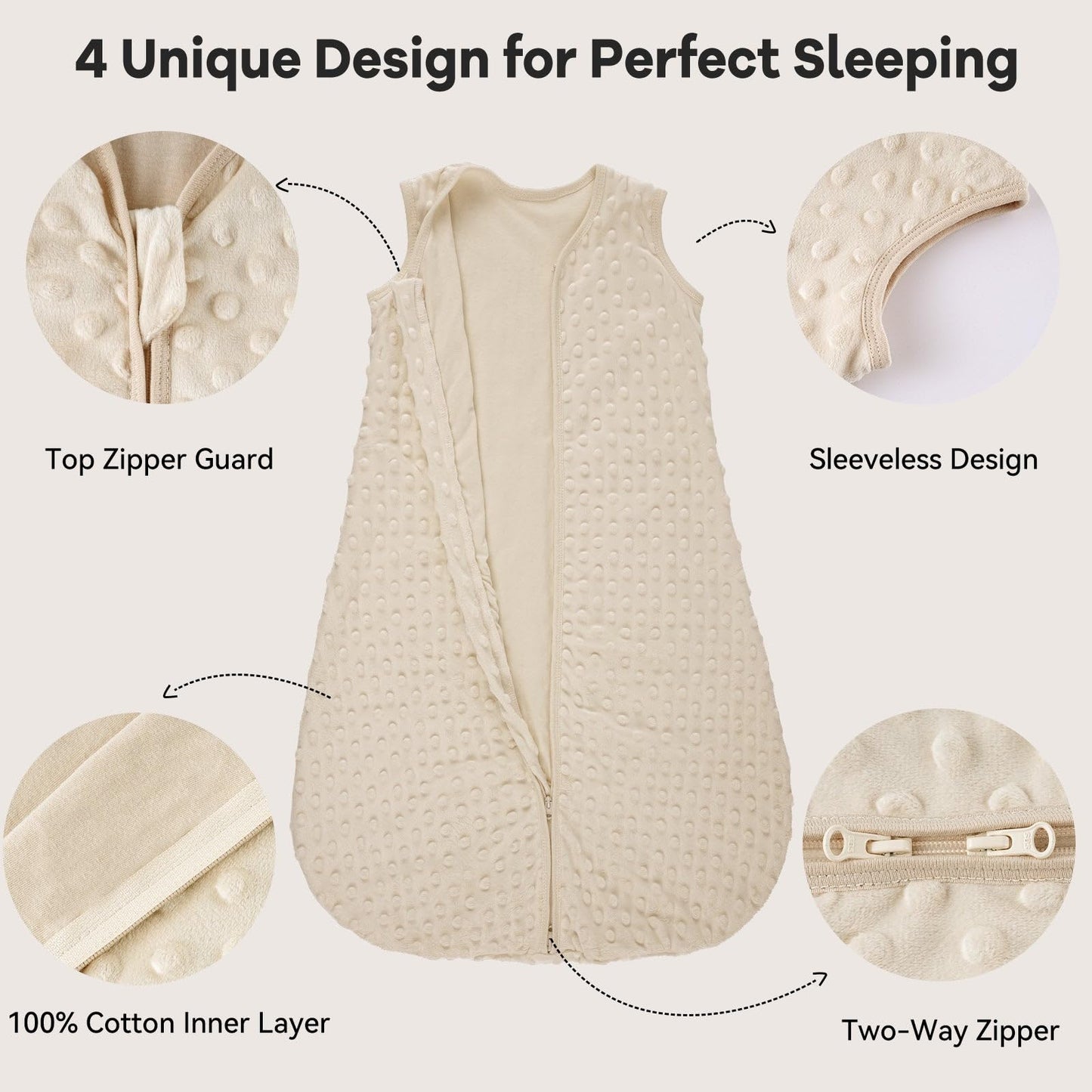 Unnivoll Schlafsack Baby 1.5 Tog Babyschlafsack 0-6 Monate 2er Pack Schlafsack Winter Herbst 67 cm für Jungen Mädchen Neugeborene Kaffee