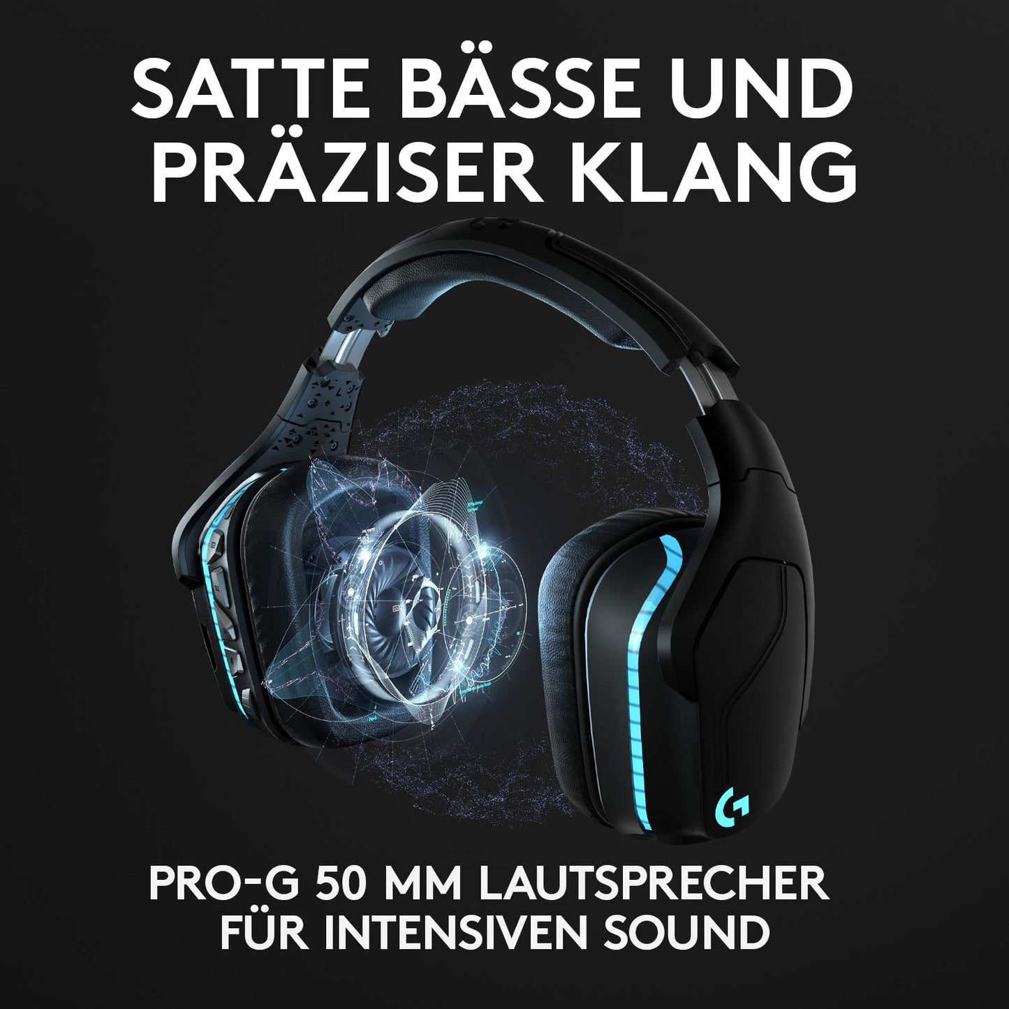 Logitech G935 kabelloses Gaming-Headset mit LIGHTSYNC RGB, 7.1 Surround Sound, DTS Headphone:X 2.0, 50mm Treiber, Flip-Stummschaltung, Wireless Verbindung, PC/Xbox One/PS4/Nintendo Switch - Schwarz