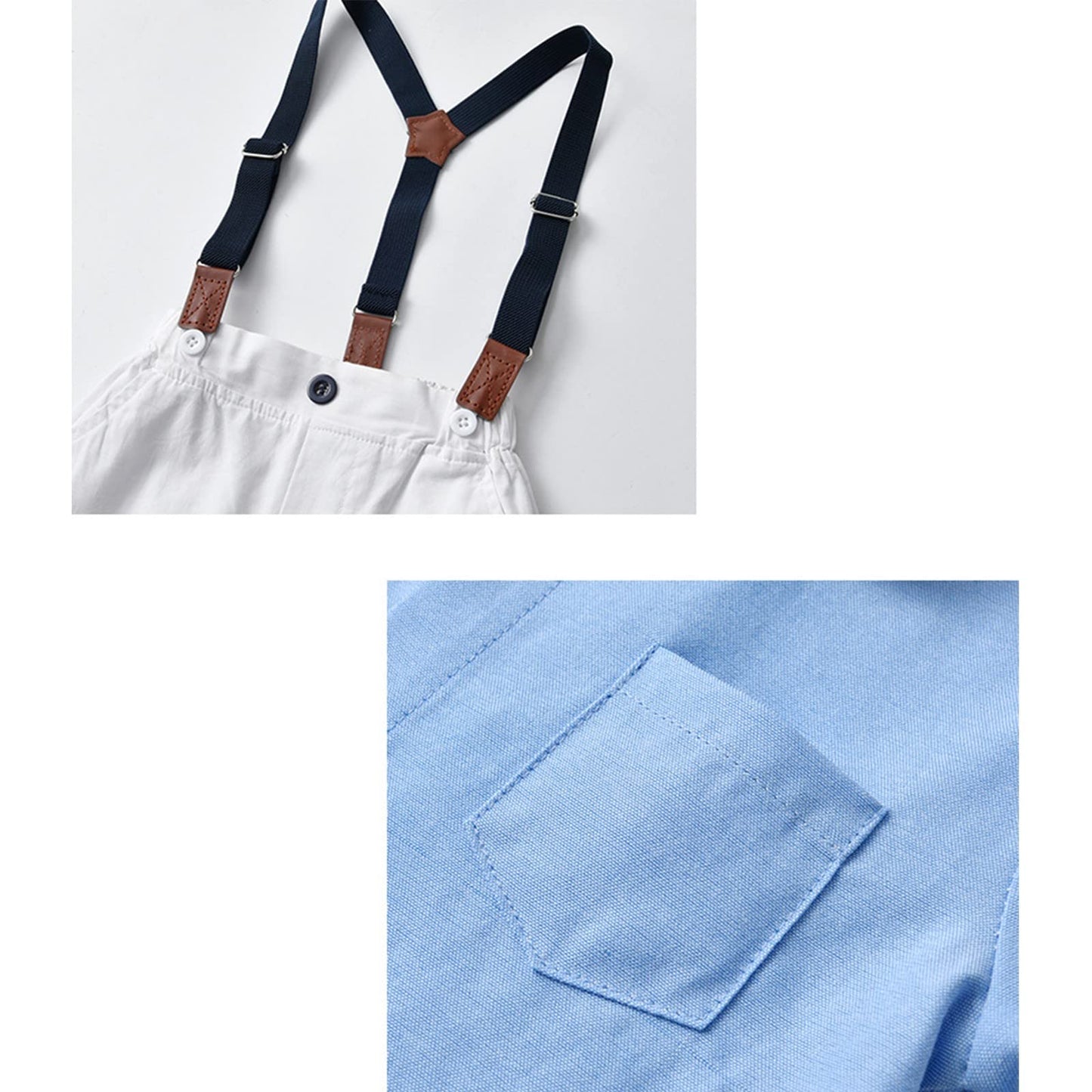 Volunboy Baby Jungen Anzug Set Bekleidung Hemd mit Fliege + Hosenträger Hosen Strampler Anzug