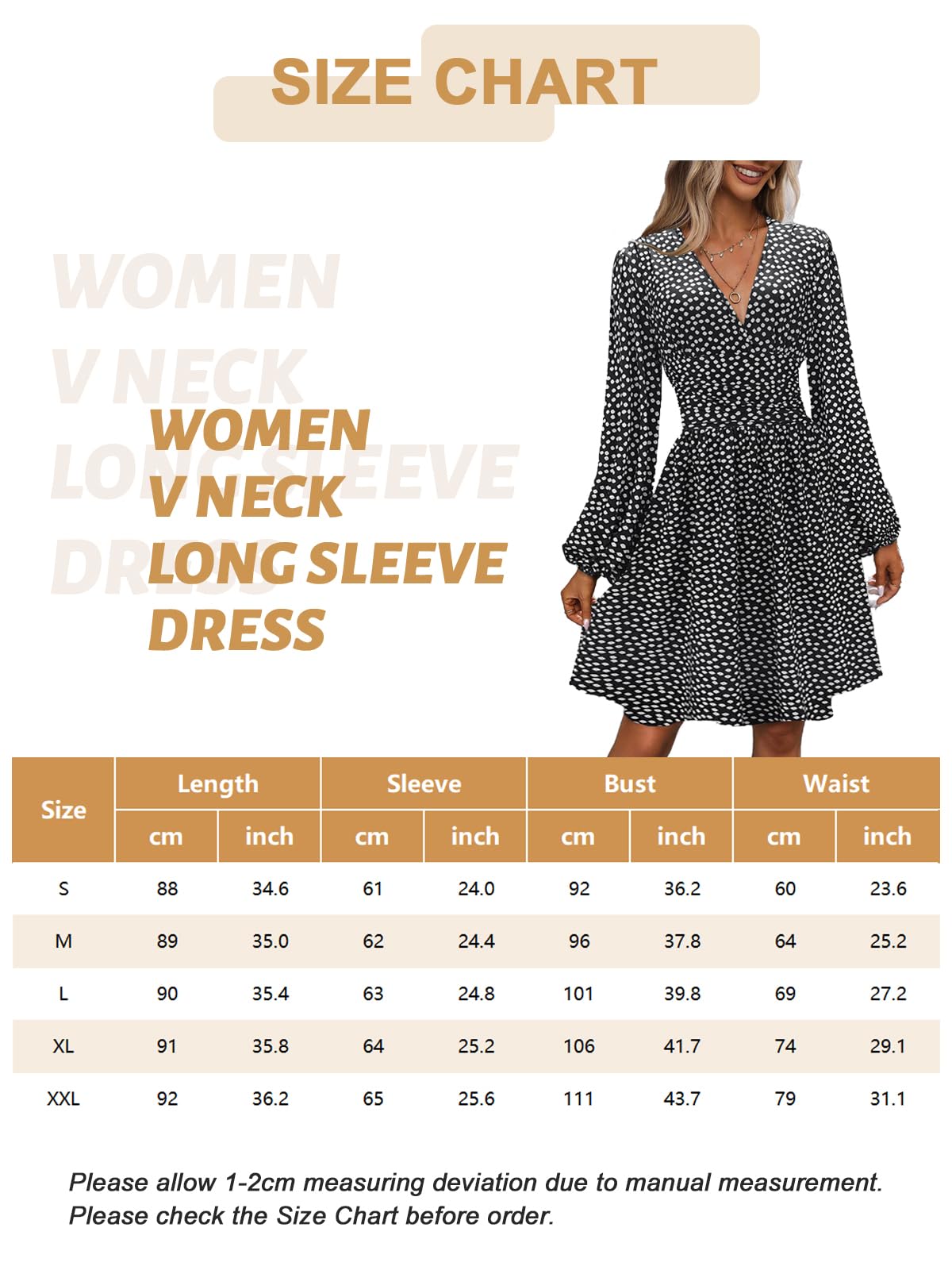 LIAMERHE Damen Elegant Kleid Langarm/Kurze Ärmel V-Ausschnitt Casual Kleider A-Linie Blumenmuster Minikleid Freizeitkleider Sommer Herbst Winter Laternenärmeln Kleid Partykleid