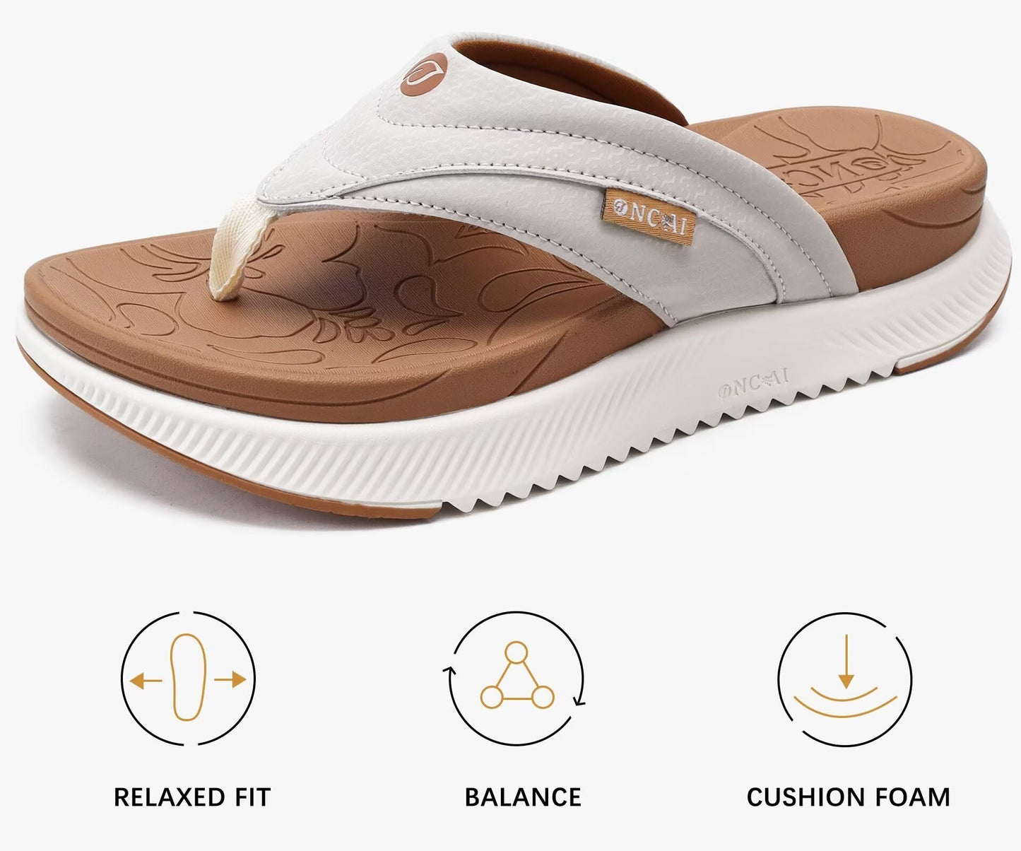 ONCAI Damen orthopädische Kissen Flip Flops Erholung Walking Sandalen für Damen mit Arch Support Sommer bequem Slip On Flip Flops für Damen Größe 36-43