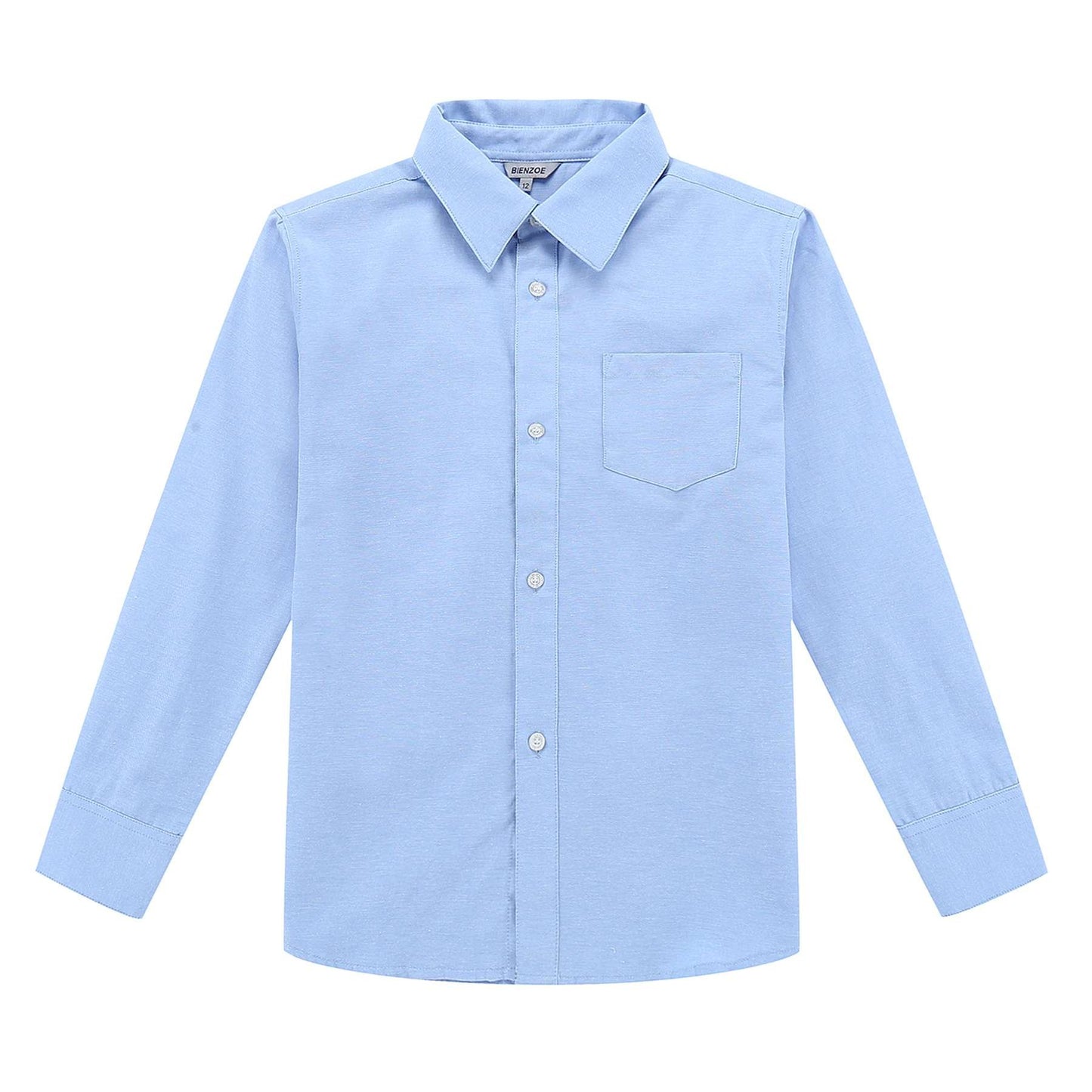 BIENZOE Jungen Schuluniform Lange ?rmel Knopf unten Oxford Hemd