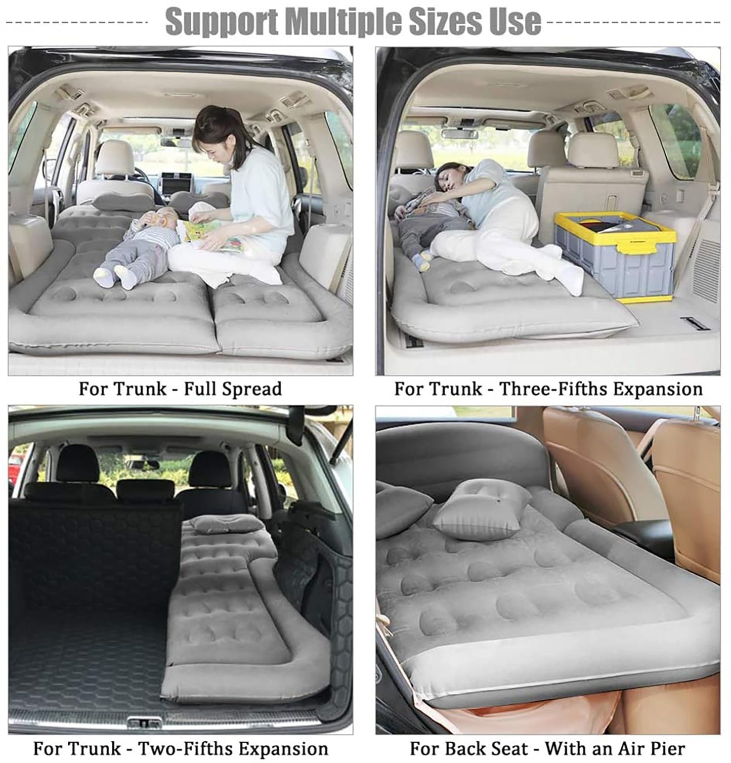 Icelus Auto Matratze SUV Luftmatratze with Luftpumpe 195 * 130 * 15 cm Aufblasbare Camping Kombi Luftbett für Auto Rücksitz Dickere Kofferraum Matratze Bett für Camping Outdoor Traveling