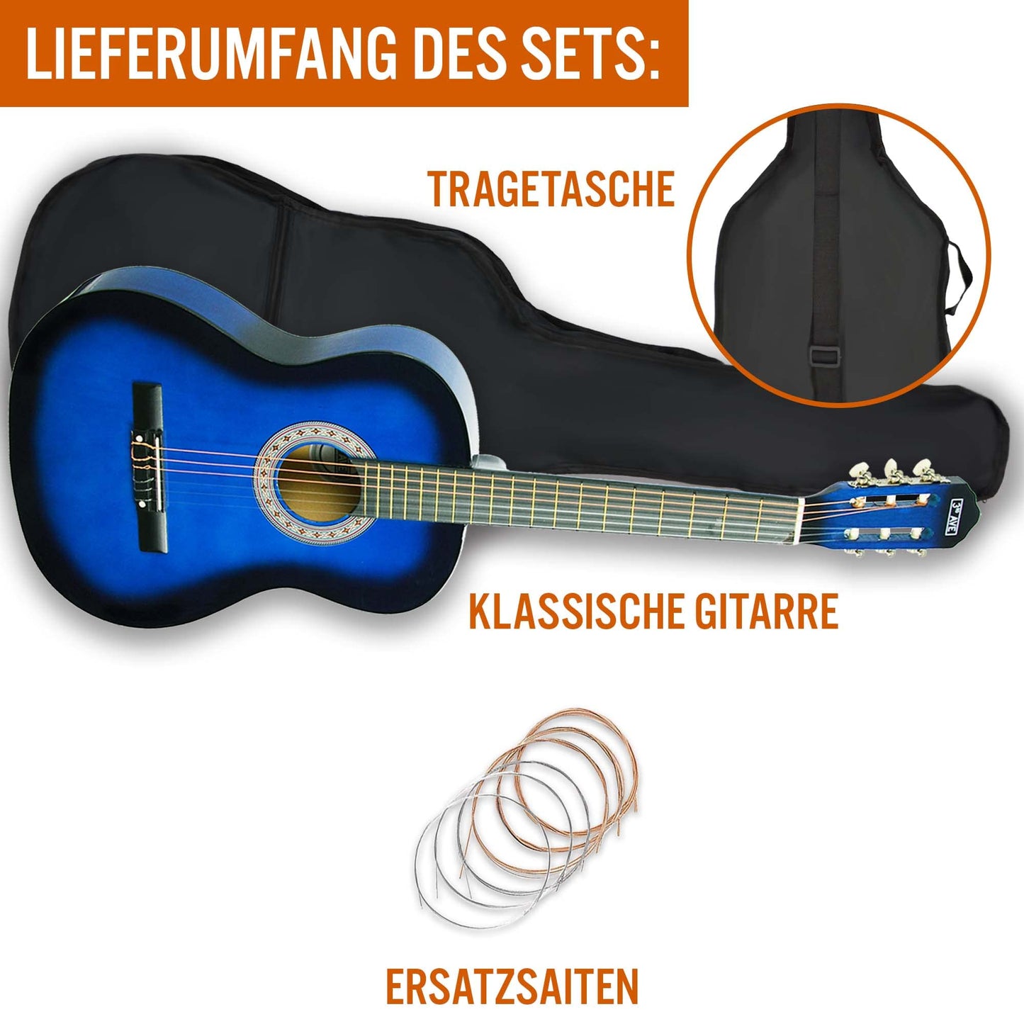 3rd Avenue 3/4-Klassikgitarre Für Kinder, Spanische Nylonsaiten, Einsteigerpaket – Rot