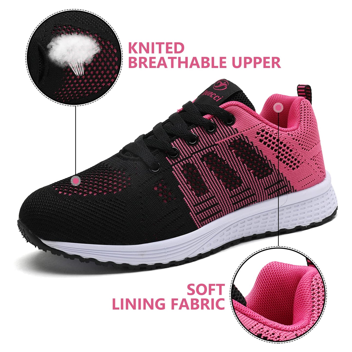 ANBIWANGLUO Damen Turnschuhe Sportliche Laufschuhe Schnürschuhe Atmungsaktive Outdoor Cross Trainer zum Joggen