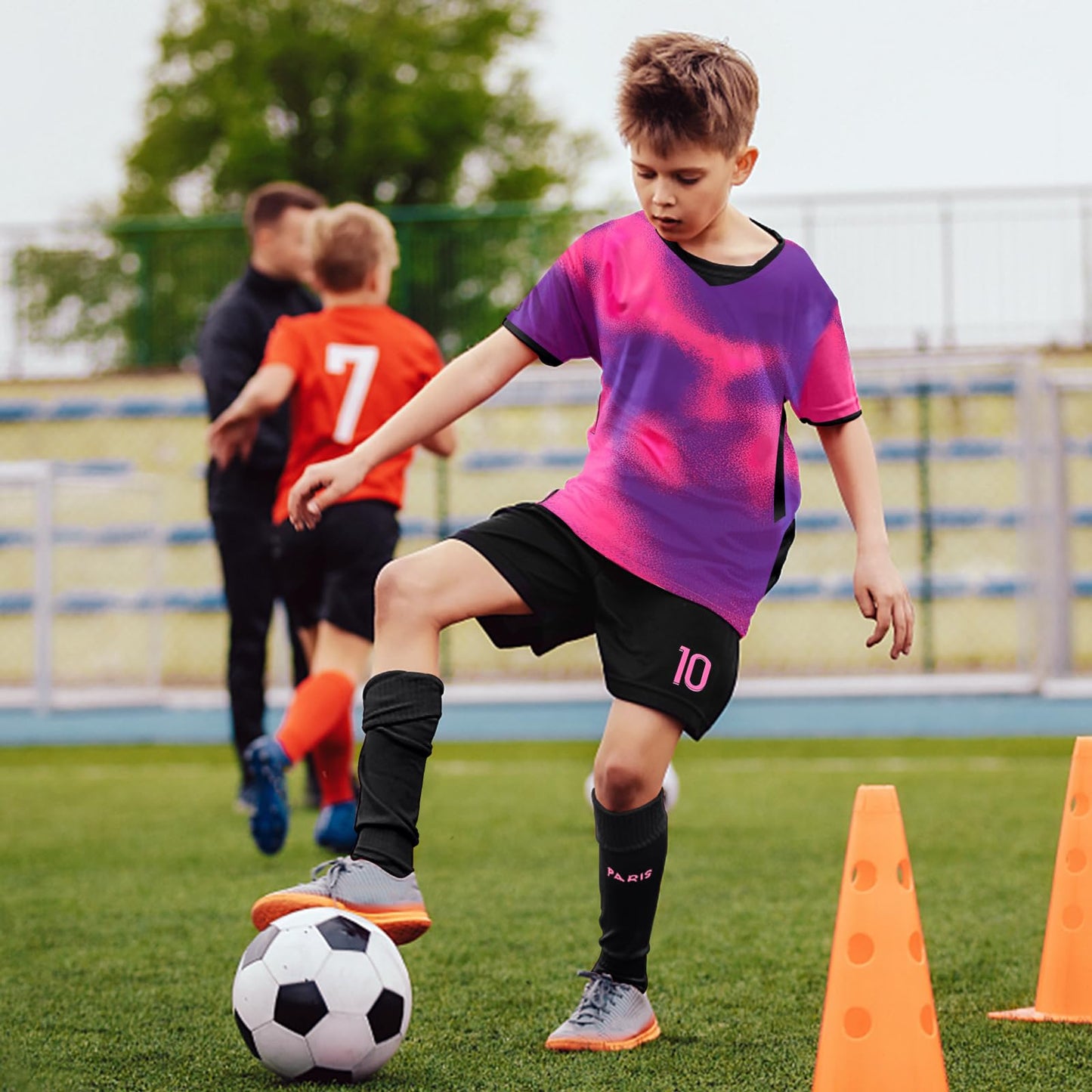 Sternstunde Trikot Sets Kinder, Hause/Auswärts Fußballtrikot für Kinder,Herren Jungen Fussball Jersey Football Trikots, Sportshirt Junge Football Training Tshirts Shorts und Socken Anzug