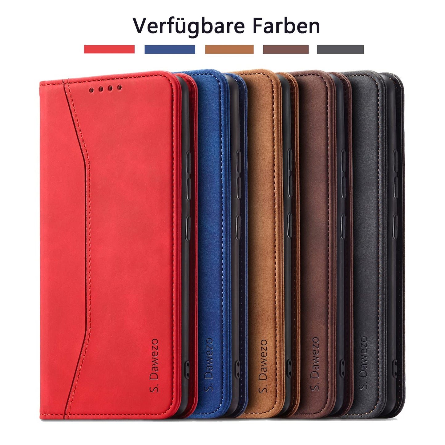 S. Dawezo Hülle für Samsung Galaxy S22 Plus, Premium Leder magnetische Handyhülle mit Ständer, Kartenfach und Brieftasche, Shock Absorbing, kompatibel mit Samsung S22 Plus-Kaffee