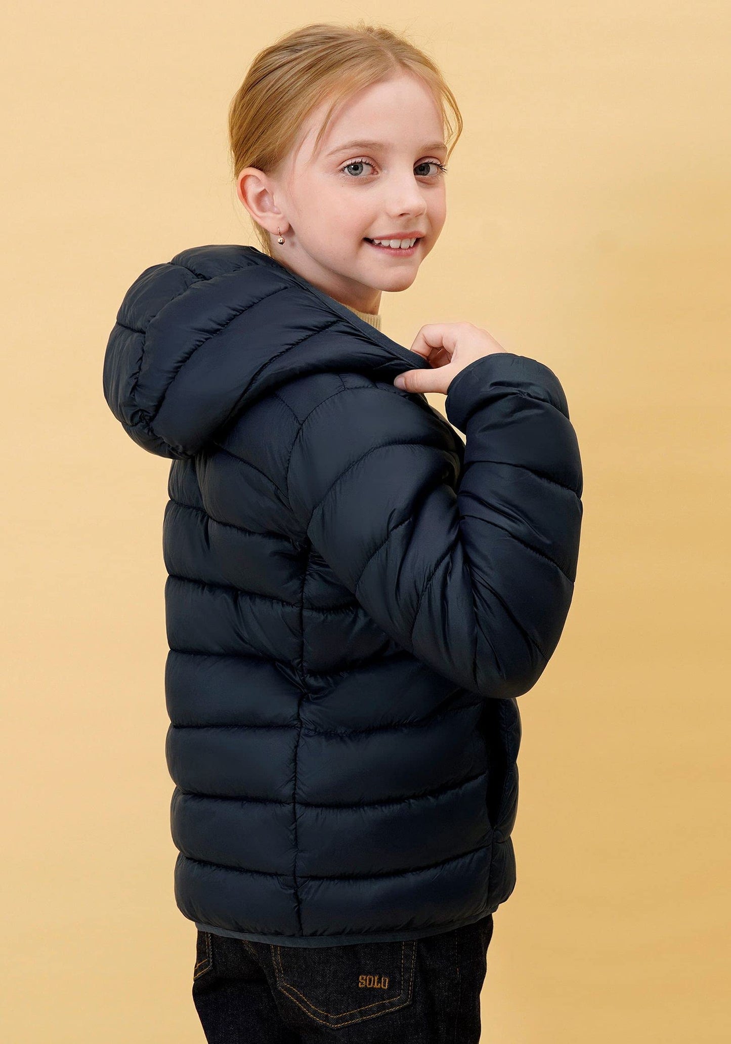 SOLOCOTE Jungen Wintermäntel Leichtgewichtige Wasserabweisende Winddichte Packbare Kapuzen Daunen Wie Wattierung Jacke