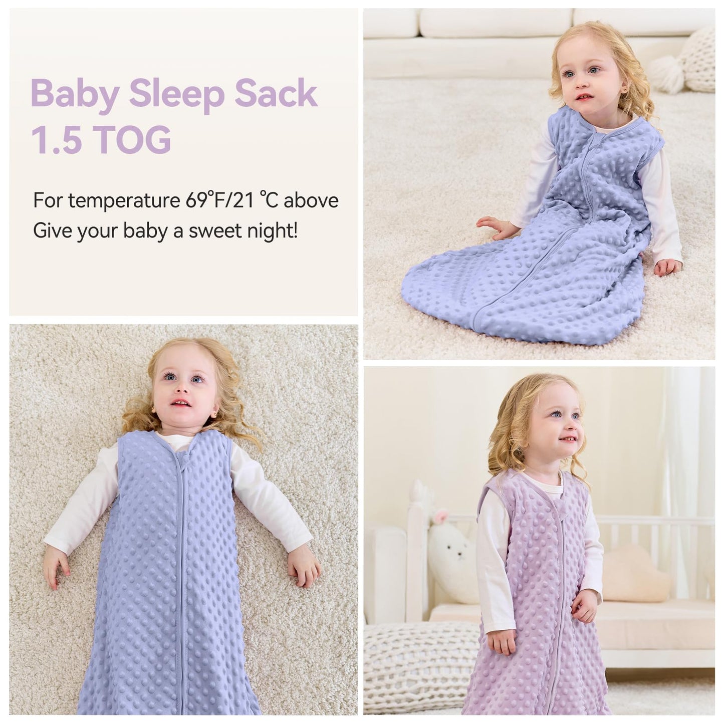 Unnivoll Schlafsack Baby 1.5 Tog Babyschlafsack 0-6 Monate 2er Pack Schlafsack Winter Herbst 67 cm für Jungen Mädchen Neugeborene Kaffee