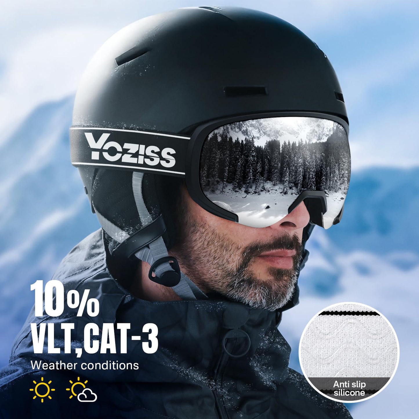 YOZISS OTG Ski Goggles for Men and Women, Magnetic Snowboard Goggles Anti-Fog & 100% UV Protection, OTG Ski Goggles Snow Goggles for Skiing & Winter Sports
