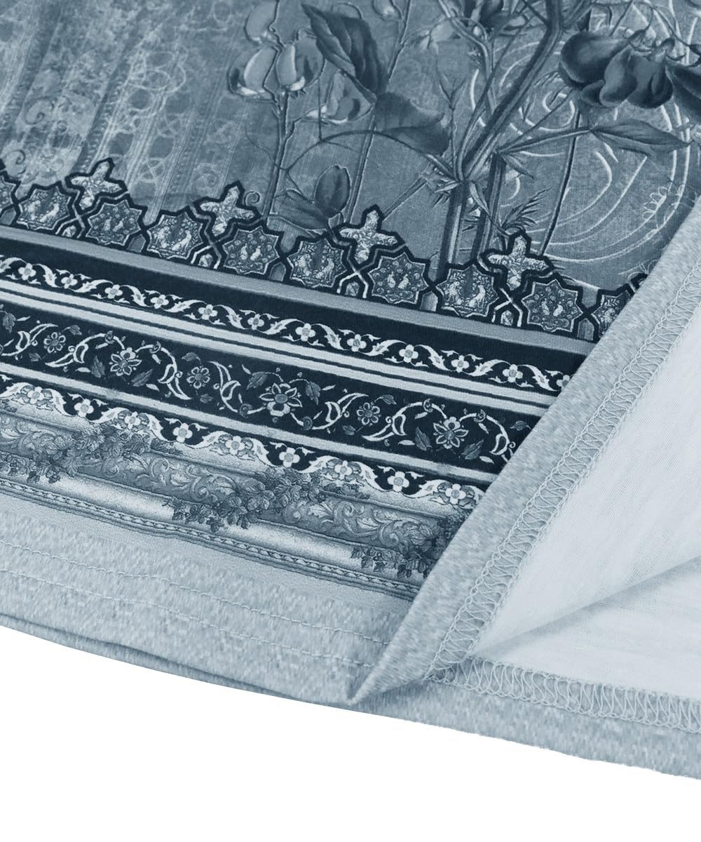 Yeenily Damen Bohemian Langarm Kleid V-Ausschnitt Blumenmuster Tunikakleider A Linien Lose Lässiges MiniKleid Freizeitkleid