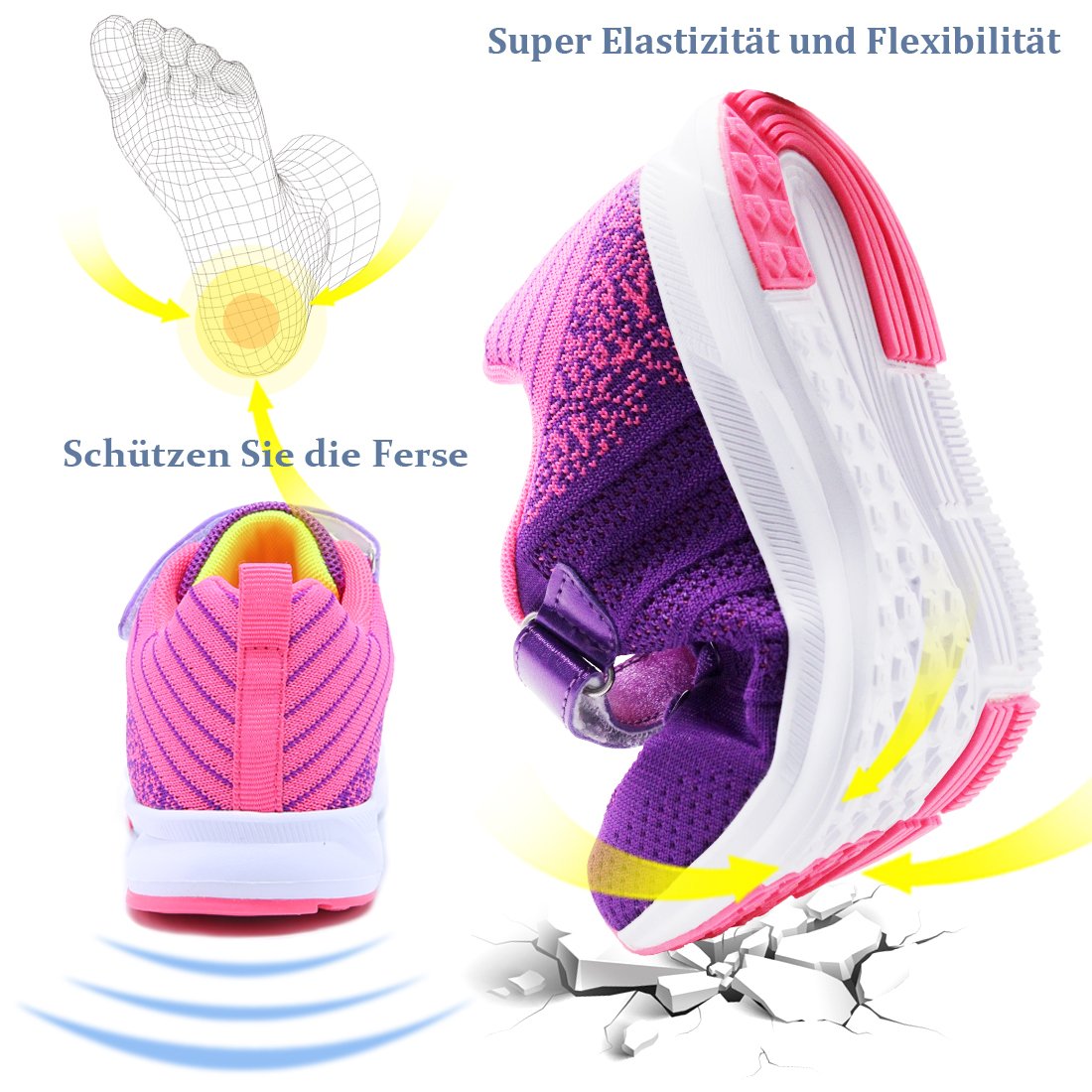 Mitudidi Unisex-Kinder Turnschuhe Mädchen Sportschuhe Leicht Atmungsaktiv Laufschuhe Outdoor Fitnessschuhe Sneaker Hallenschuhe