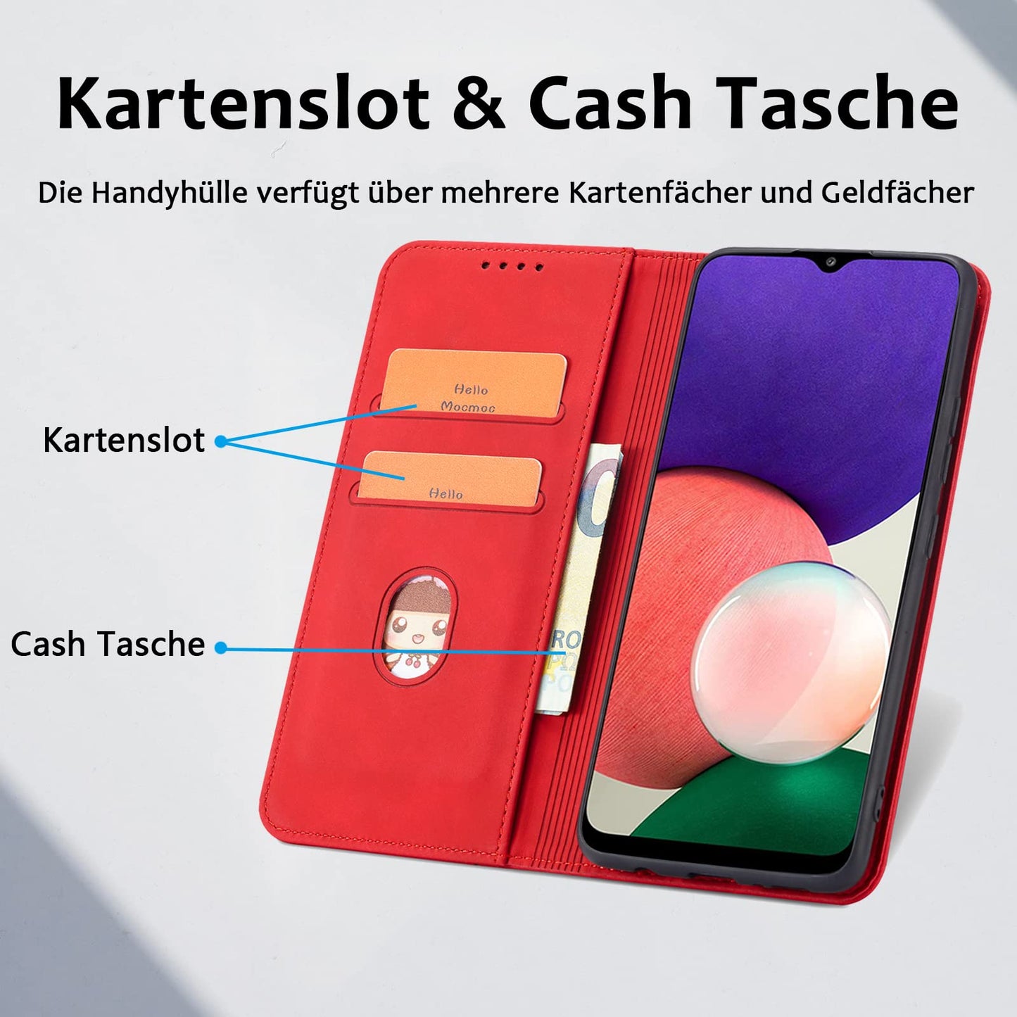 S. Dawezo Hülle für Samsung Galaxy S22 Plus, Premium Leder magnetische Handyhülle mit Ständer, Kartenfach und Brieftasche, Shock Absorbing, kompatibel mit Samsung S22 Plus-Kaffee
