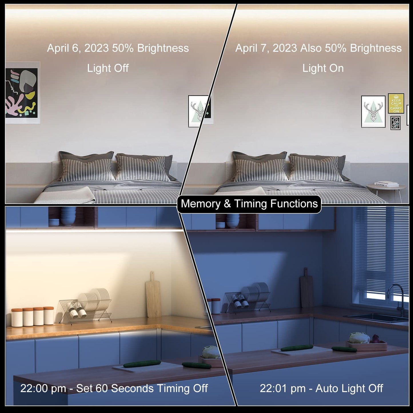 BUNACET COB RGB LED Strip 6M 24V Dimmbar, LED Streifen 3456 LEDs, Leiste Band Stripes Lichtband mit Netzteil RF Fernbedienung & APP Bluetooth für Küche Schlafzimmer Deko