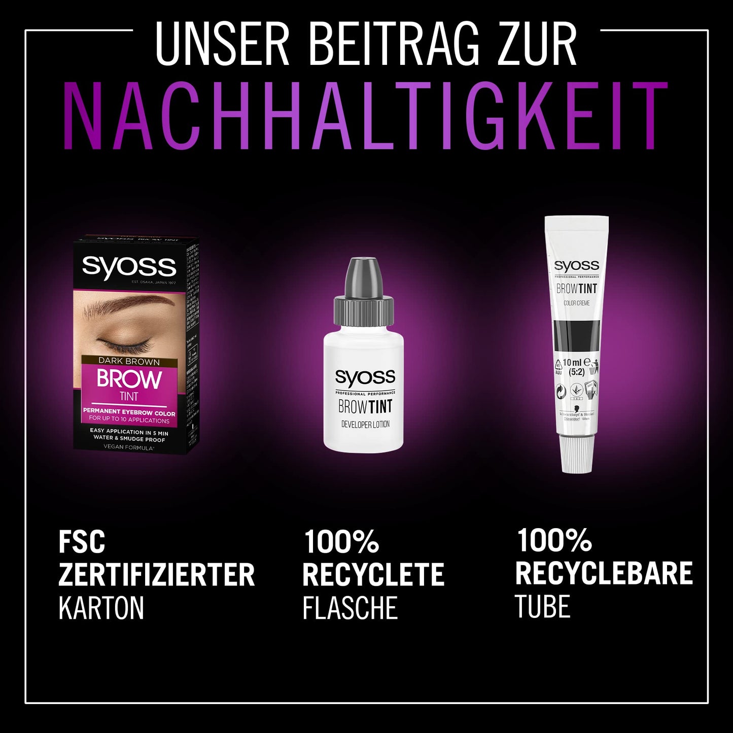 Syoss Augenbrauen Kit Augenbrauenfarbe 4-1 Dunkelbraun Stufe 3 (17 ml), Augenbrauen färben für einen natürlichen Look und ein langanhaltendes Ergebnis