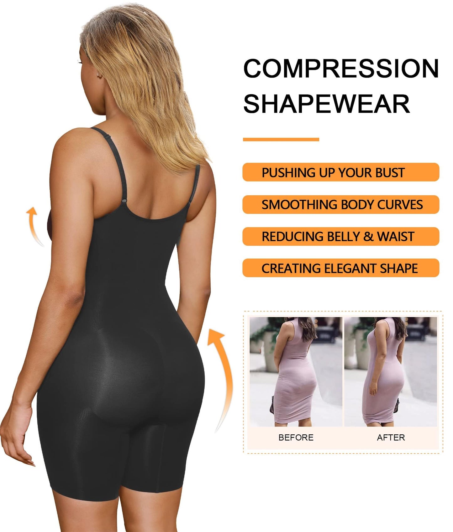SHAPERX Shapewear Damen Figurformender Body Shaper Bauchweg Formende Bodys Abnehmen Shaping Bodysuit