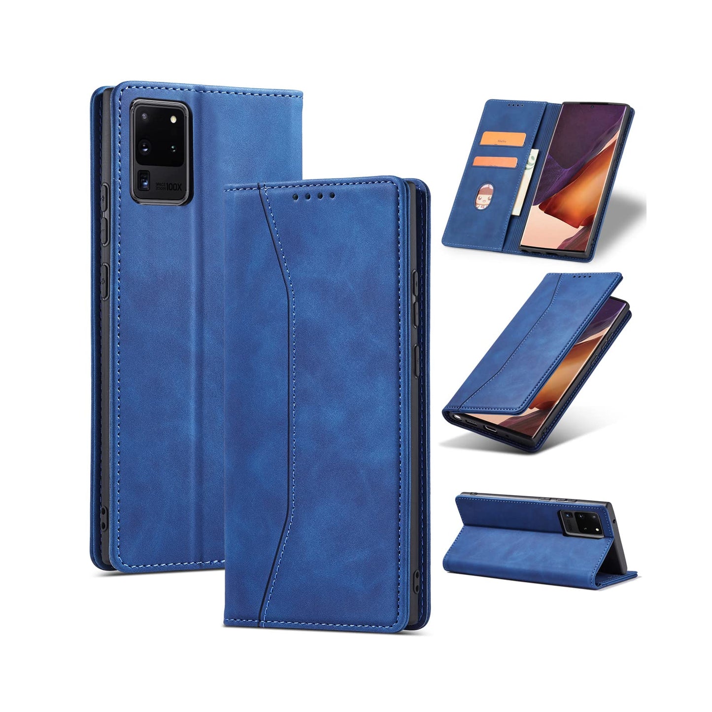 S. Dawezo Hülle für Samsung Galaxy S22 Plus, Premium Leder magnetische Handyhülle mit Ständer, Kartenfach und Brieftasche, Shock Absorbing, kompatibel mit Samsung S22 Plus-Kaffee