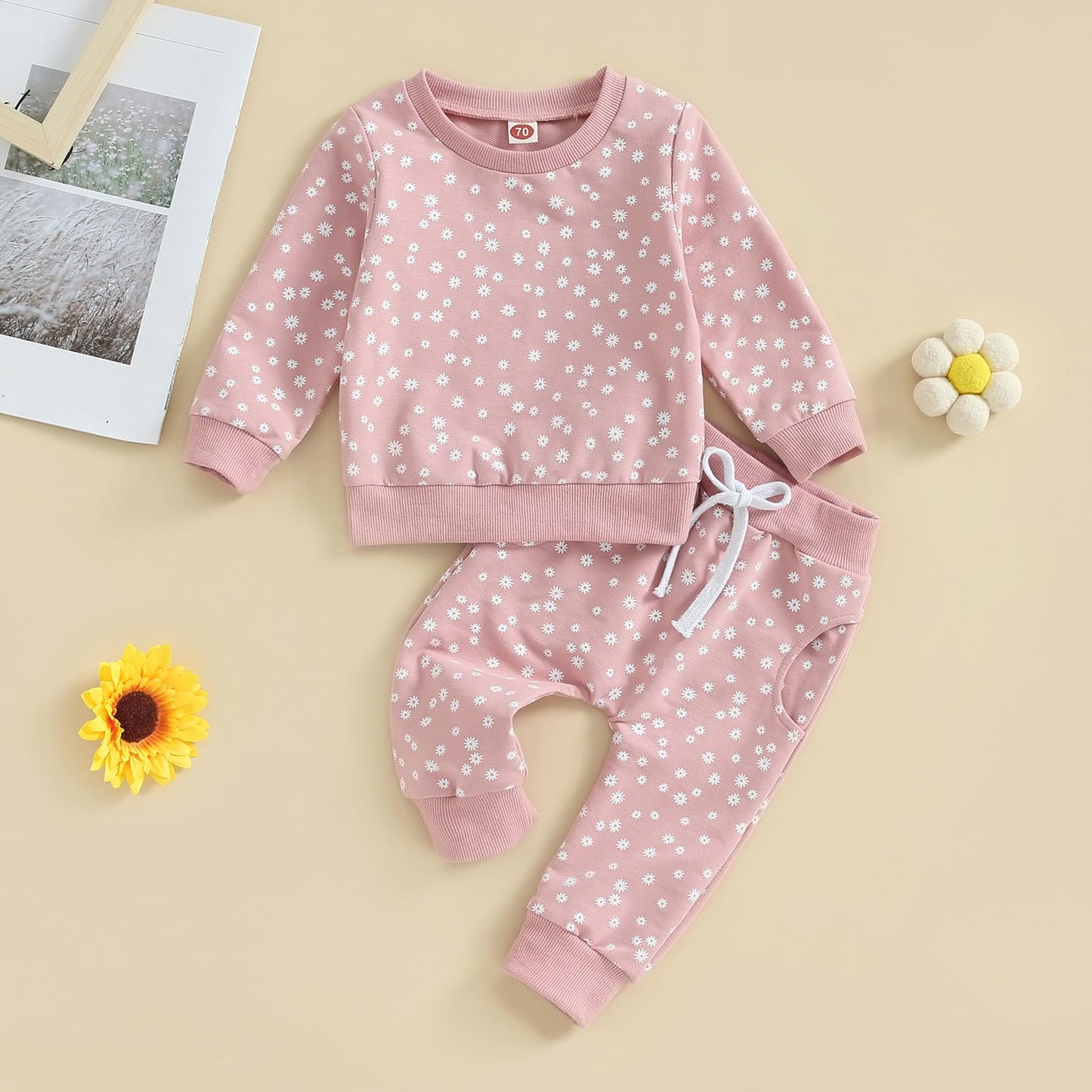 Himllauen Baby Mädchen Kleidung Sweatshirt + Lange Hose Zweiteiler Babykleidung Set Kleinkind Outfits